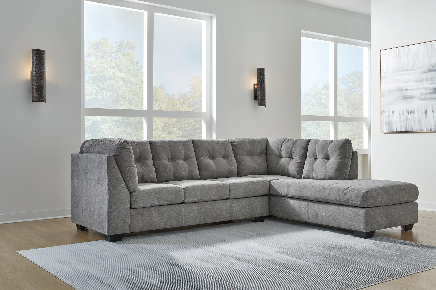 Sam's Furniture - Ashley Furniture - Marleton Sectional - LAF 2-Piece Sectional with Chaise / Gray - 55305S2