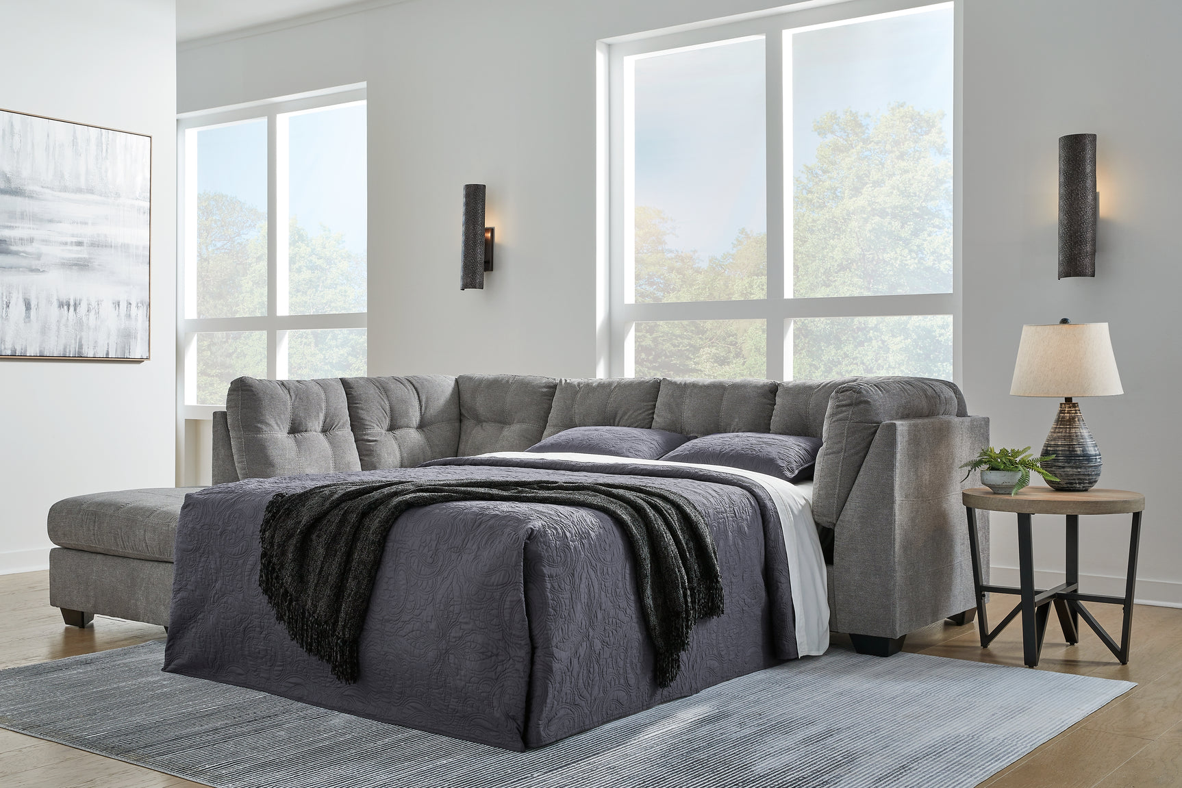 Sam's Furniture - Ashley Furniture - Marleton Sectional - RAF 2-Piece Sleeper Sectional with Chaise / Gray - 55305S3