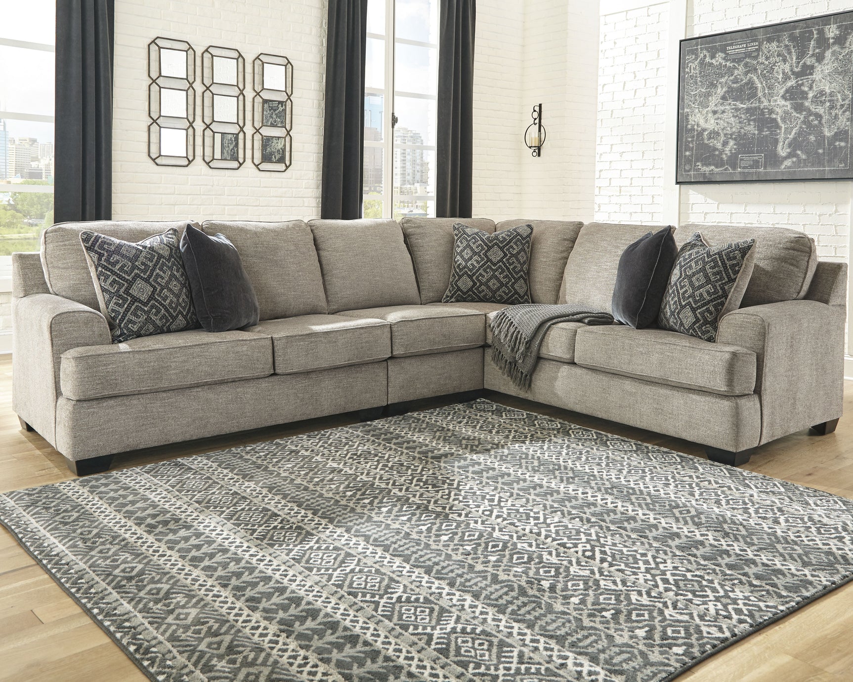 Sam's Furniture - Ashley Furniture - Bovarian Sectional - RAF 3-Piece Sectional / Stone - 56103S2