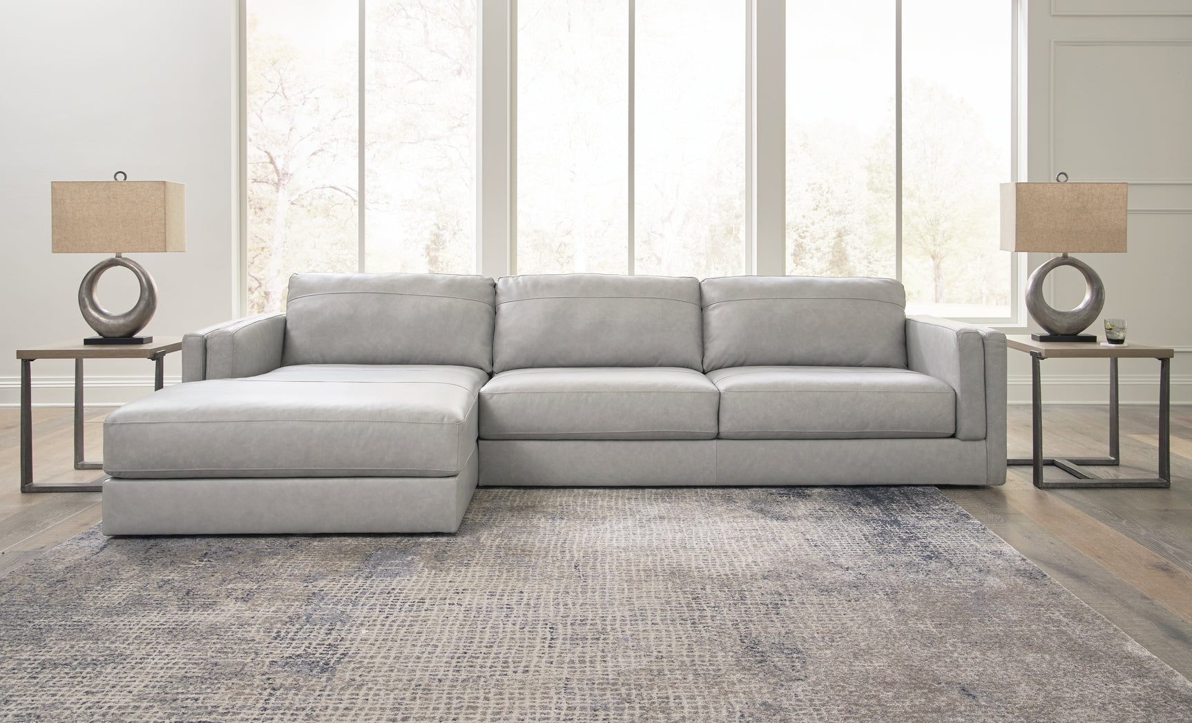 Sam's Furniture - Ashley Furniture - Amiata Sectional - RAF 2-Piece Sectional with Chaise / Glacier - 57404S1
