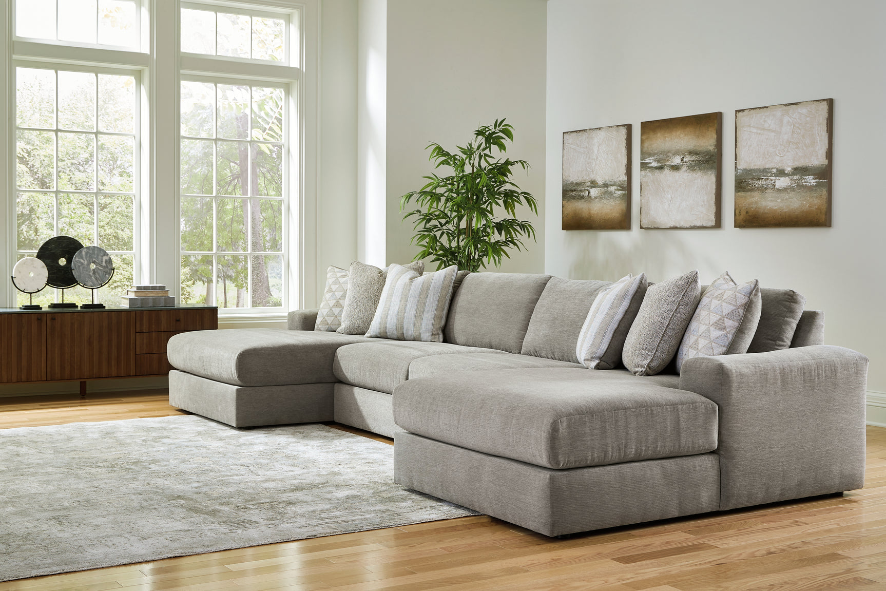 Sam's Furniture - Ashley Furniture - Avaliyah Sectional - RAF 4-Piece Double Chaise Sectional / Ash - 58103S11