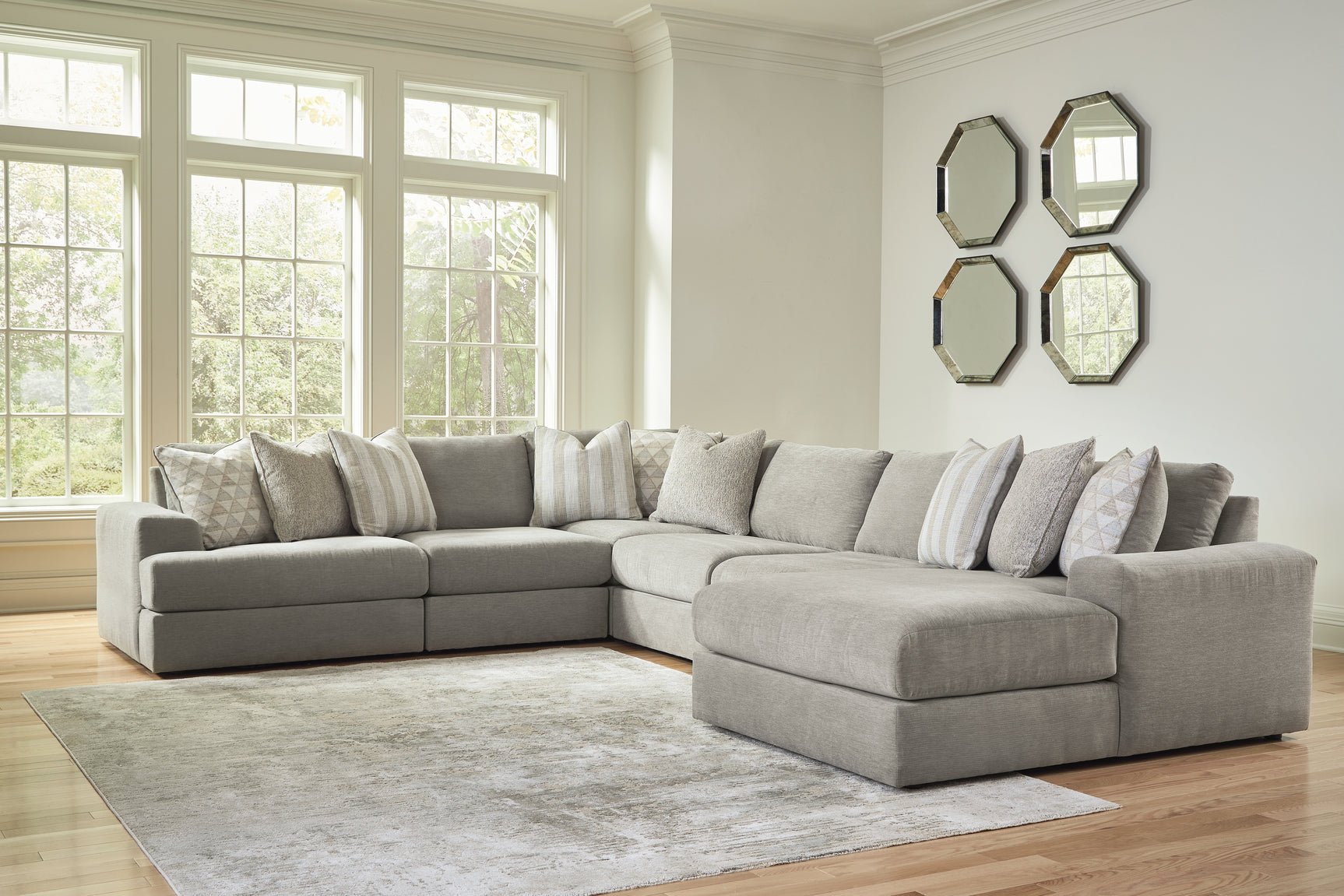 Sam's Furniture - Ashley Furniture - Avaliyah Sectional - RAF 6-Piece Sectional with Chaise / Ash - 58103S12
