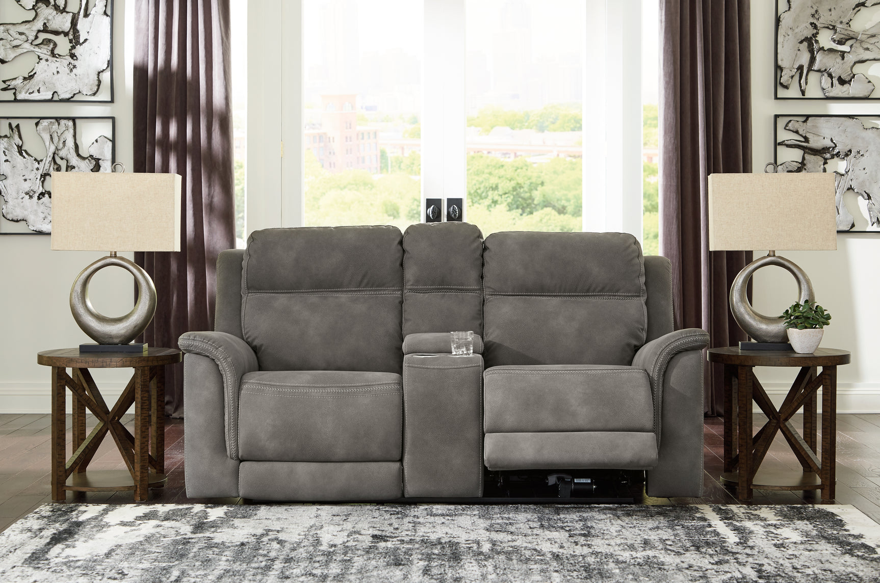 Sam's Furniture - Ashley Furniture - Next-Gen DuraPella Living Room - PWR REC Loveseat/CON/ADJ HDRST / Slate - 5930118