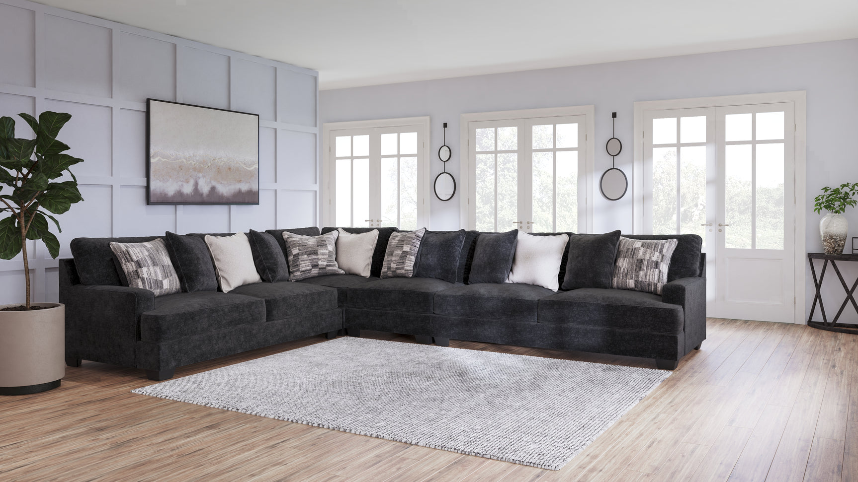 Sam's Furniture - Ashley Furniture - Lavernett Sectional - LAF 4-Piece Sectional / Charcoal - 59603S2