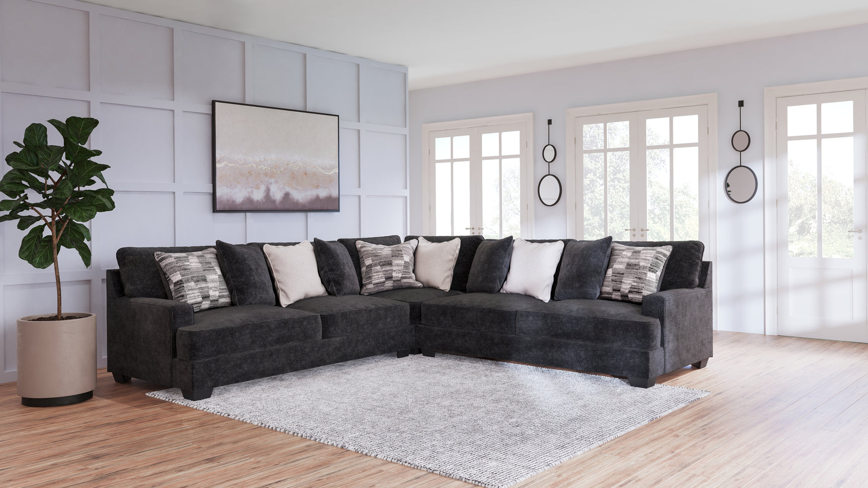 Sam's Furniture - Ashley Furniture - Lavernett Sectional - LAF 4-Piece Sectional / Charcoal - 59603S2