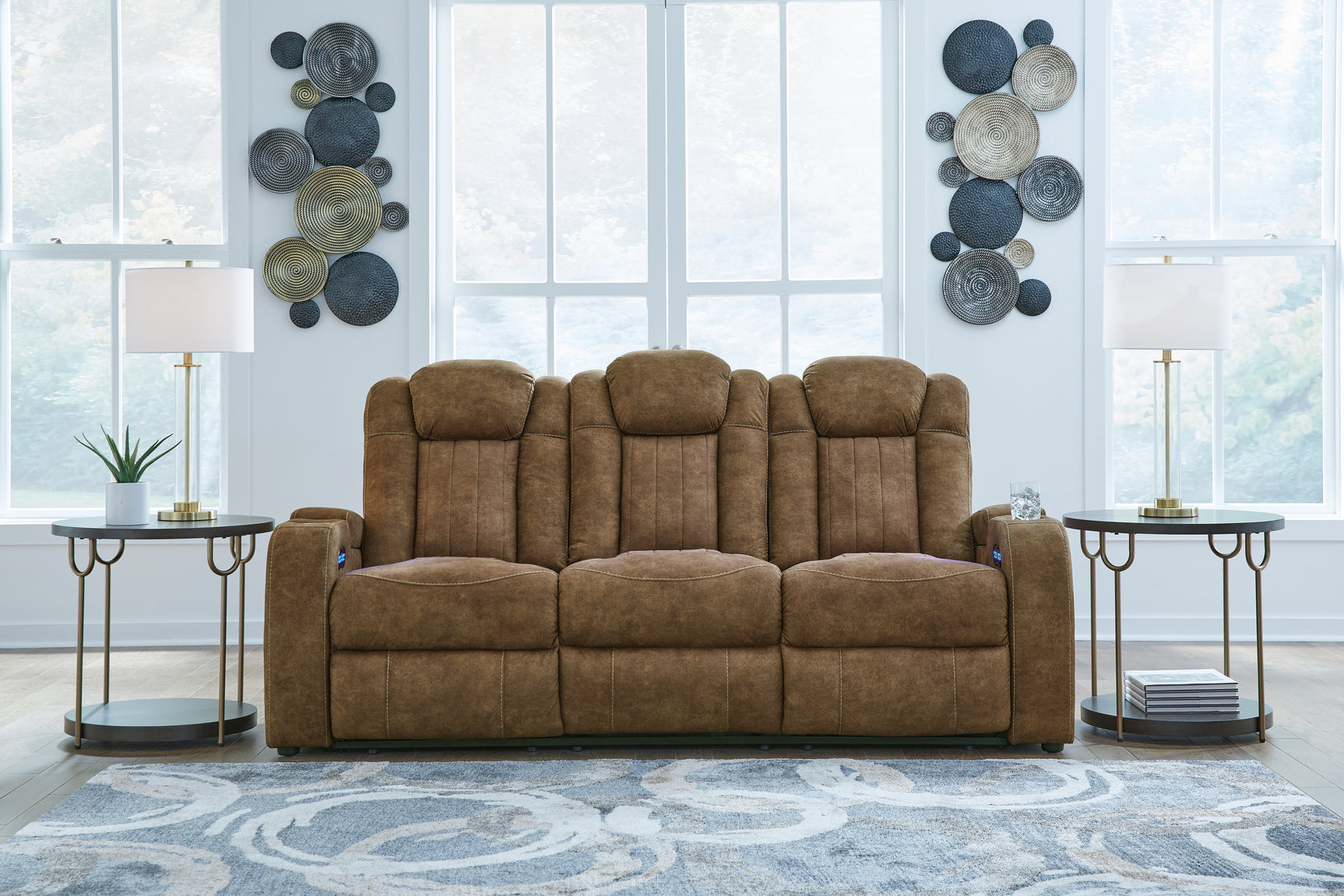 Sam's Furniture - Ashley Furniture - Wolfridge Living Room - PWR REC Sofa with ADJ Headrest / Brindle - 6070315