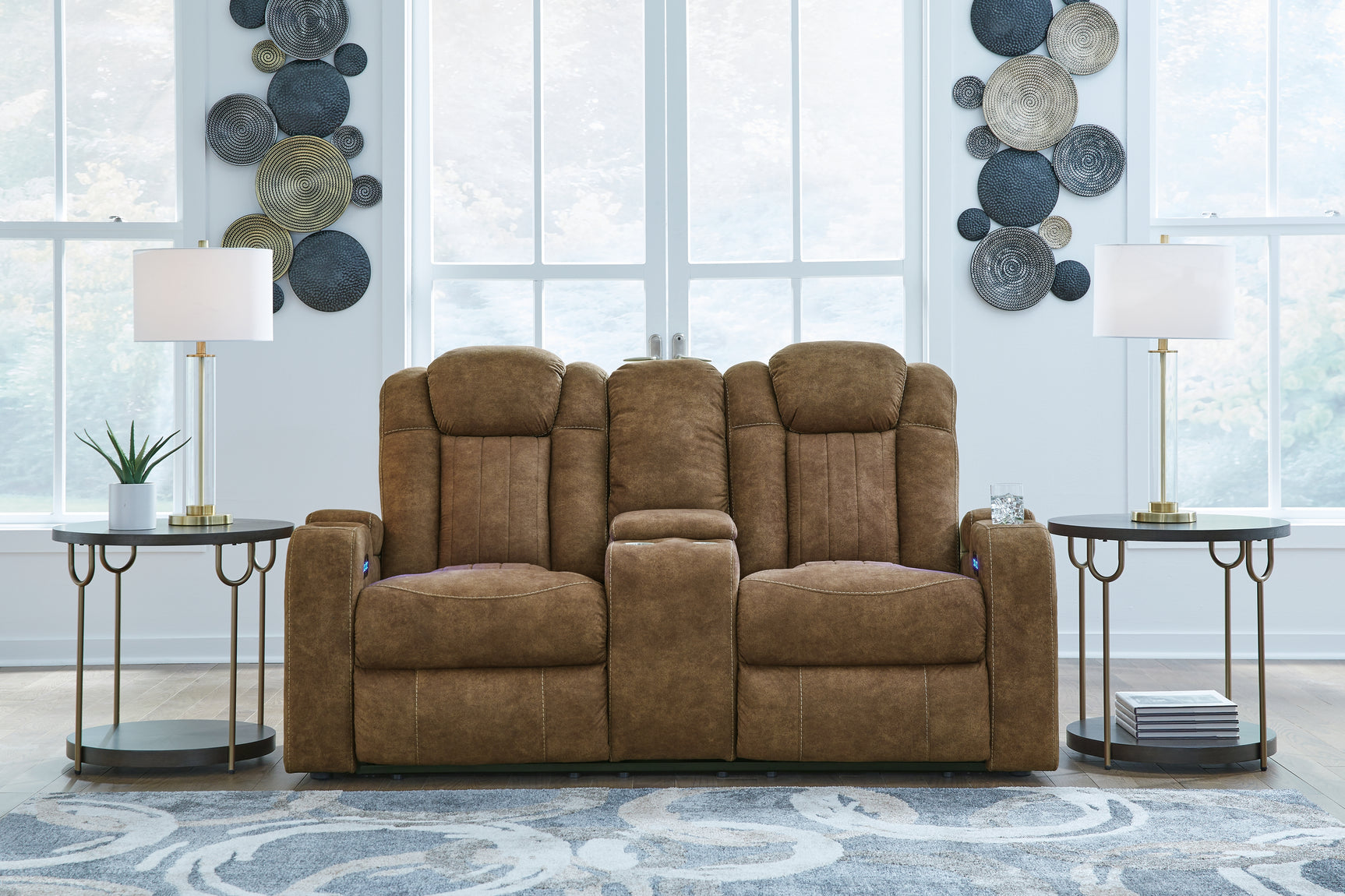 Sam's Furniture - Ashley Furniture - Wolfridge Living Room - PWR REC Loveseat/CON/ADJ HDRST / Brindle - 6070318