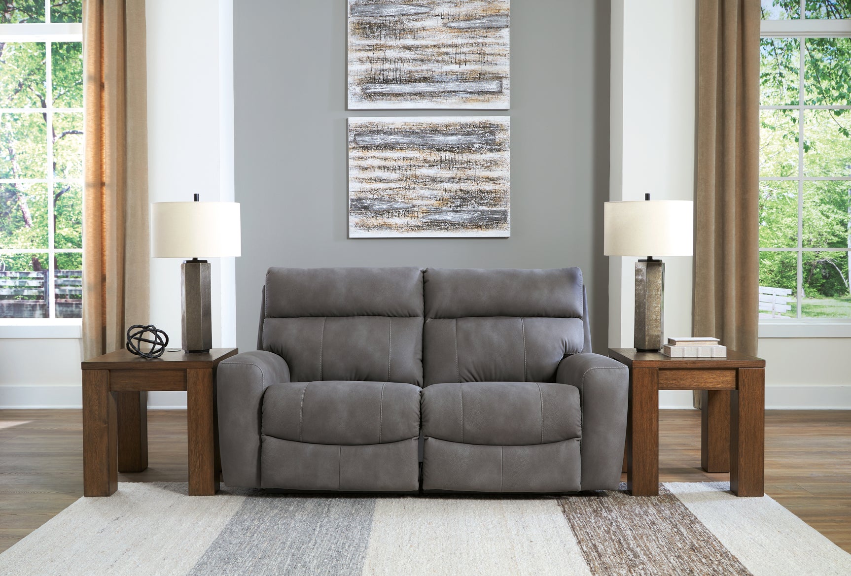 Sam's Furniture - Ashley Furniture - Next-Gen DuraPella Sectional - 2-Piece Power Reclining Sectional Loveseat / Slate - 61003S1