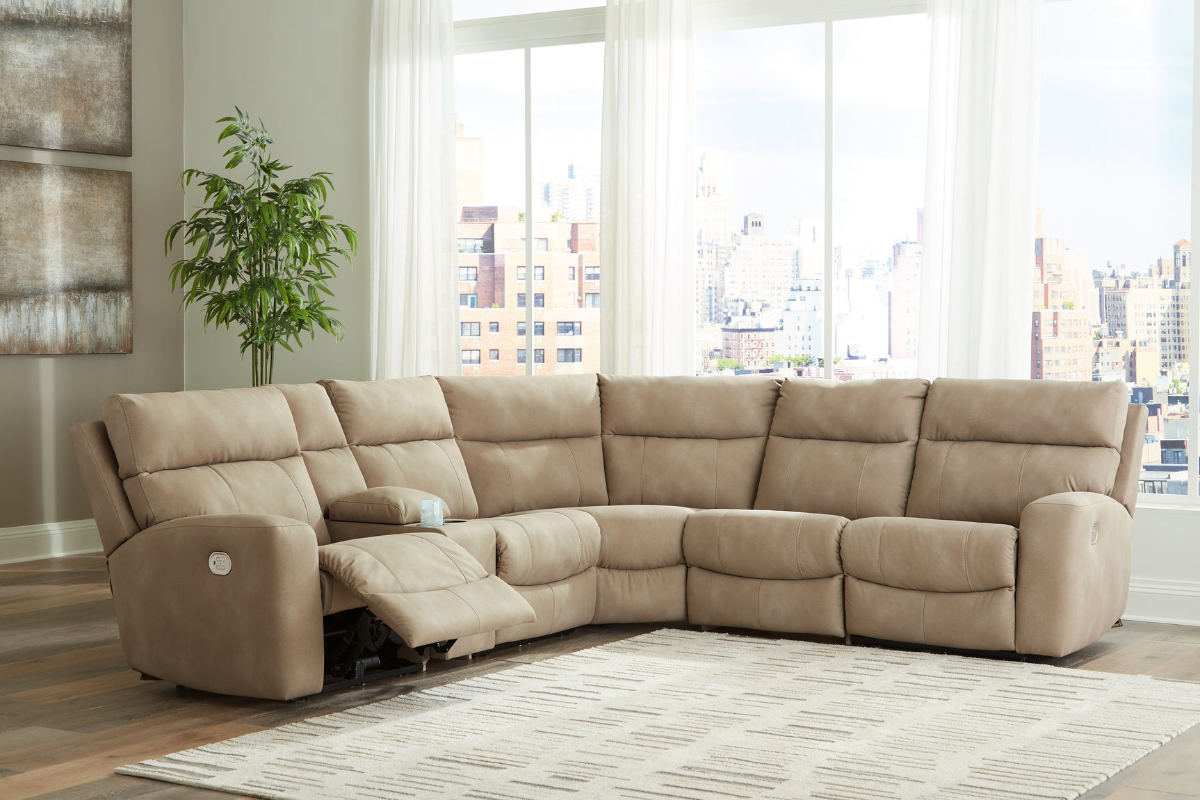 Sam's Furniture - Ashley Furniture - Next-Gen DuraPella Sectional - 6-Piece Power Reclining Sectional / Sand - 61004S7