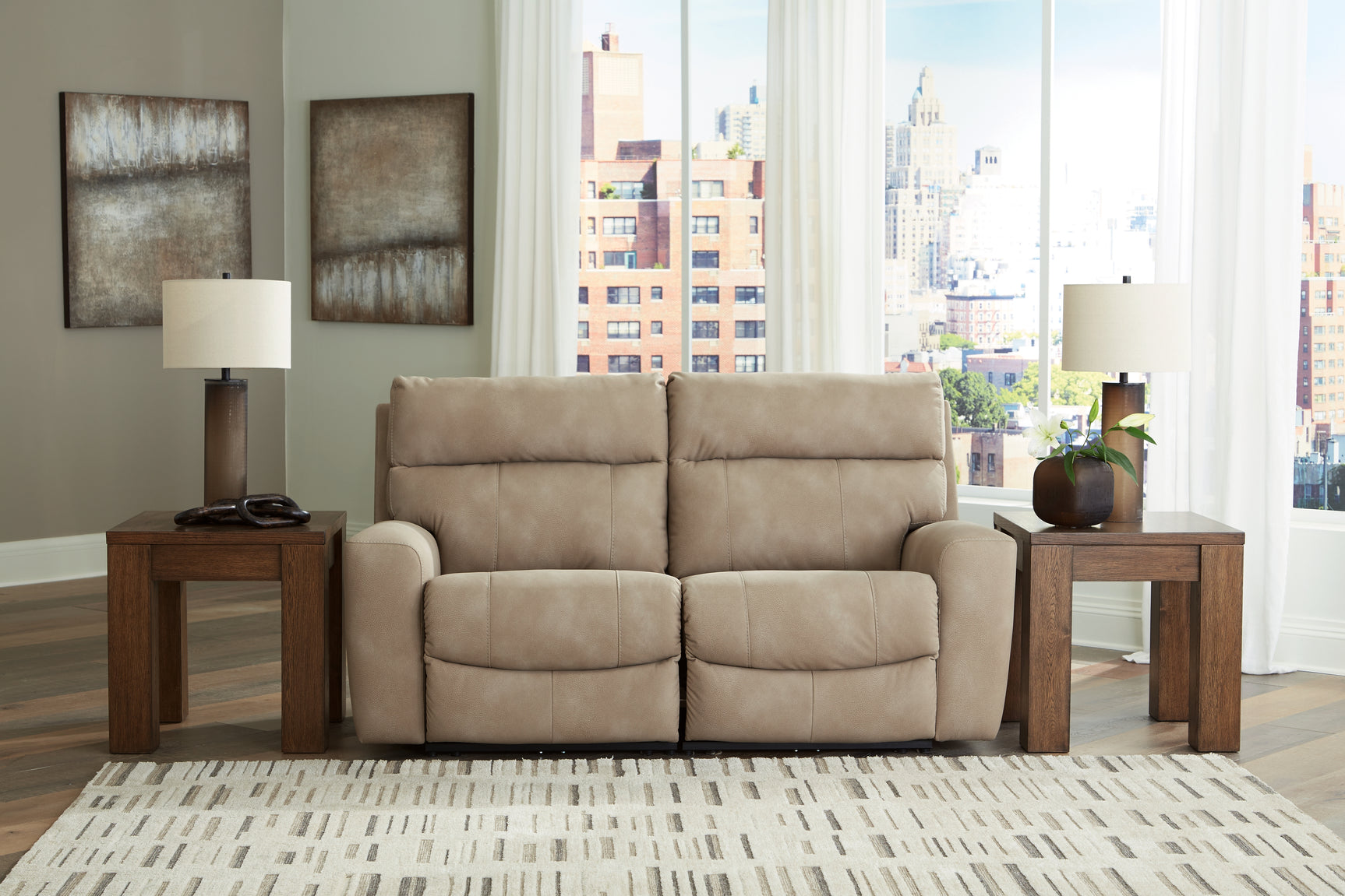 Sam's Furniture - Ashley Furniture - Next-Gen DuraPella Sectional - 2-Piece Power Reclining Sectional Loveseat / Sand - 61004S1