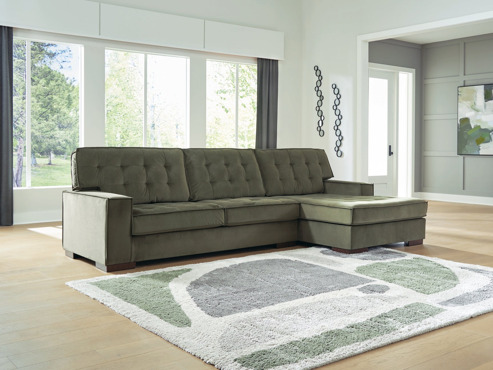 Sam's Furniture - Ashley Furniture - Caspian-Town Sectional - LAF 2-Piece Sectional with Chaise / Olive - PC61702S2