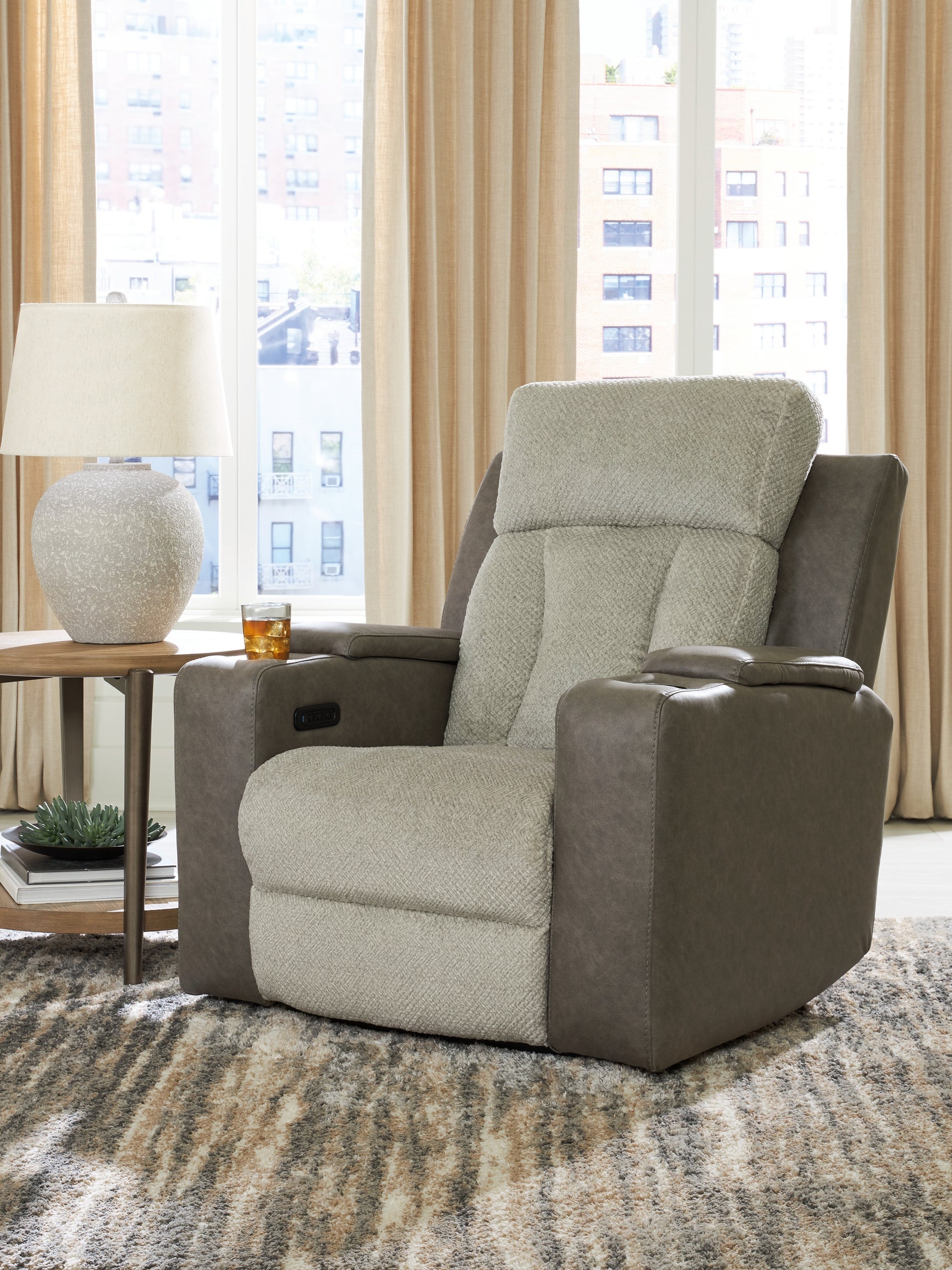 Sam's Furniture - Ashley Furniture - WhipLash Living Room - PWR Recliner/ADJ Headrest / Sisal - PC6320413
