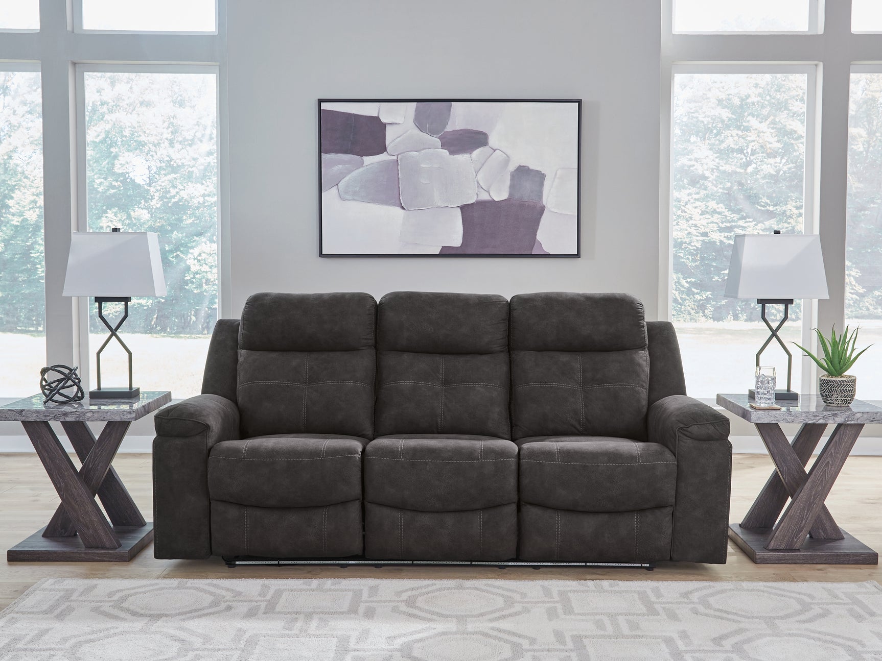 Sam's Furniture - Ashley Furniture - Brysonview Living Room - Reclining Sofa / Charcoal - 6360588