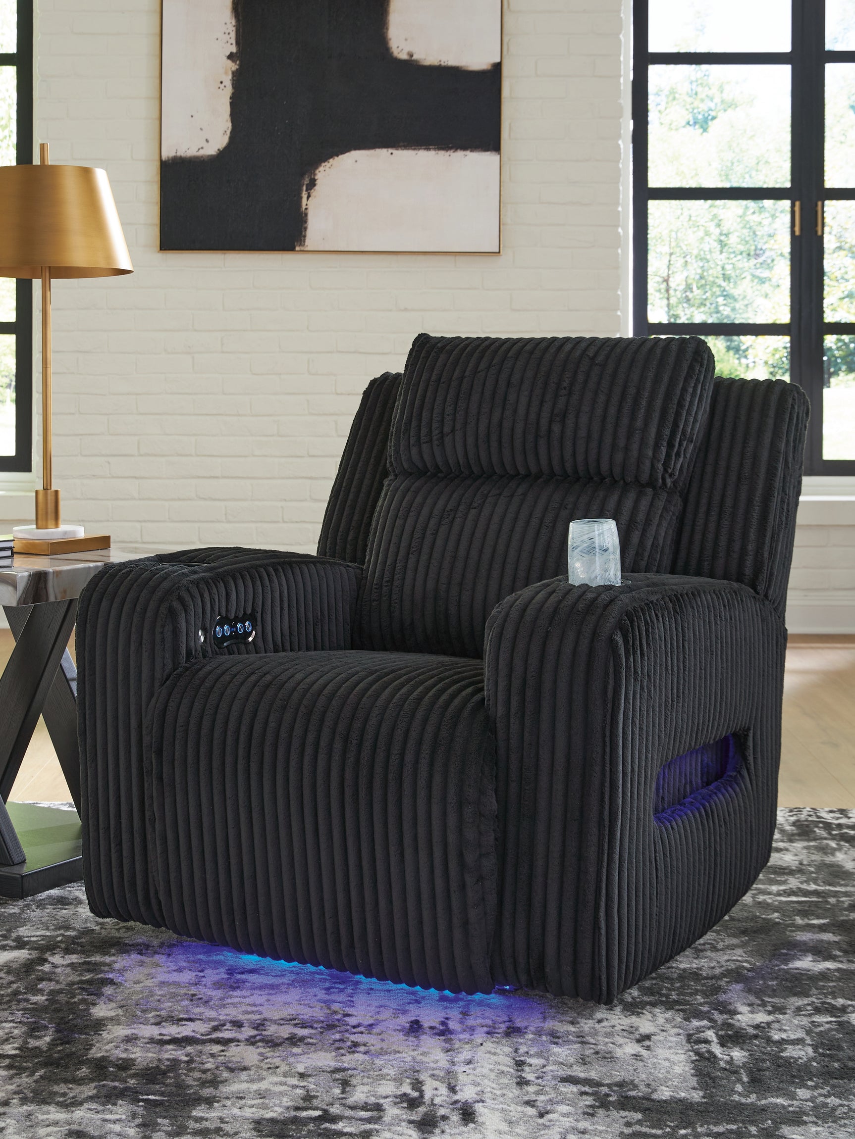 Sam's Furniture - Ashley Furniture - Forest Lake Living Room - PWR Recliner/ADJ Headrest / Black - PC6420213