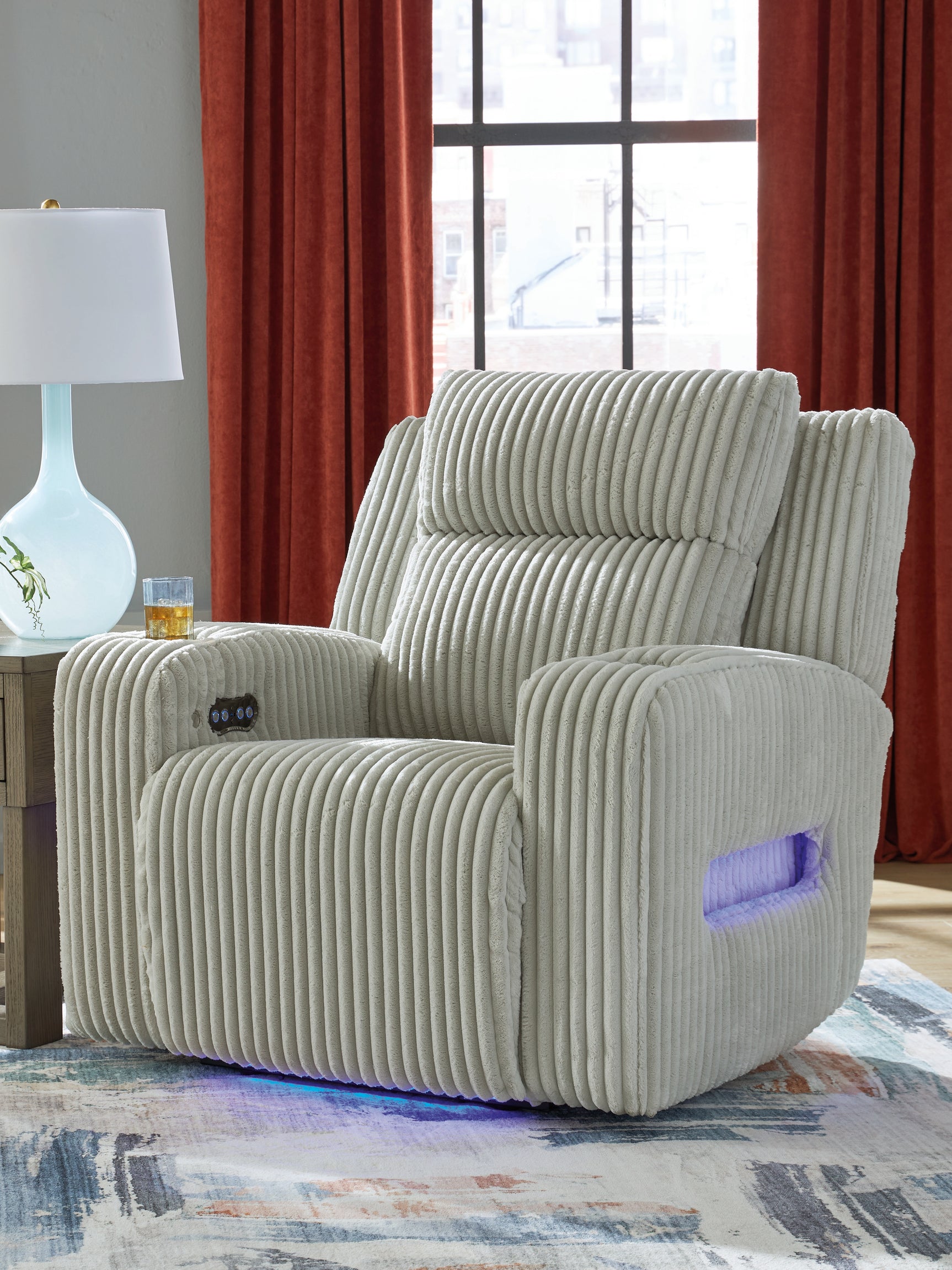 Sam's Furniture - Ashley Furniture - Forest Lake Living Room - PWR Recliner/ADJ Headrest / Alloy - PC6420313