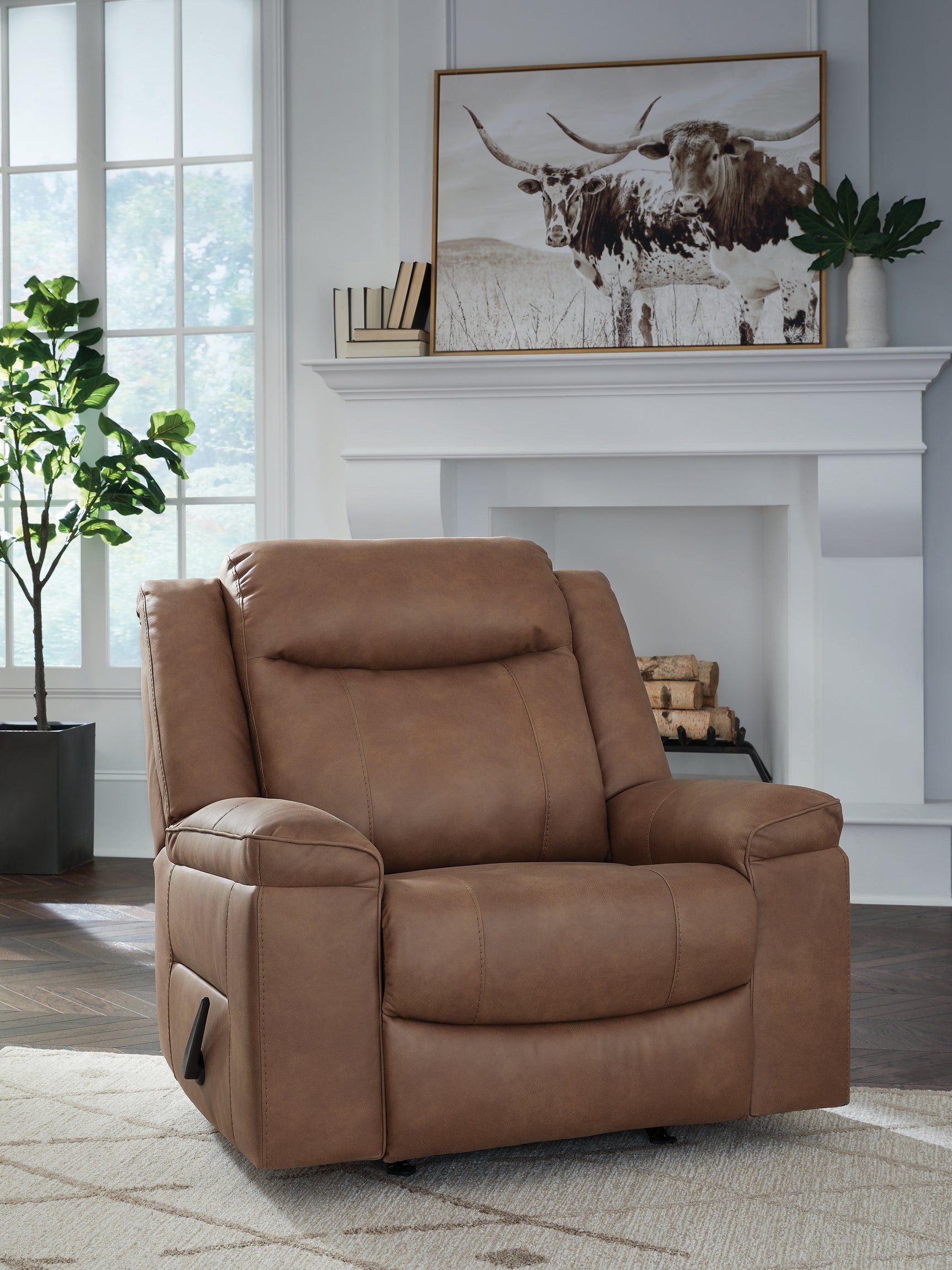 Sam's Furniture - Ashley Furniture - Status Check Living Room - Rocker Recliner / Caramel - PC6530825