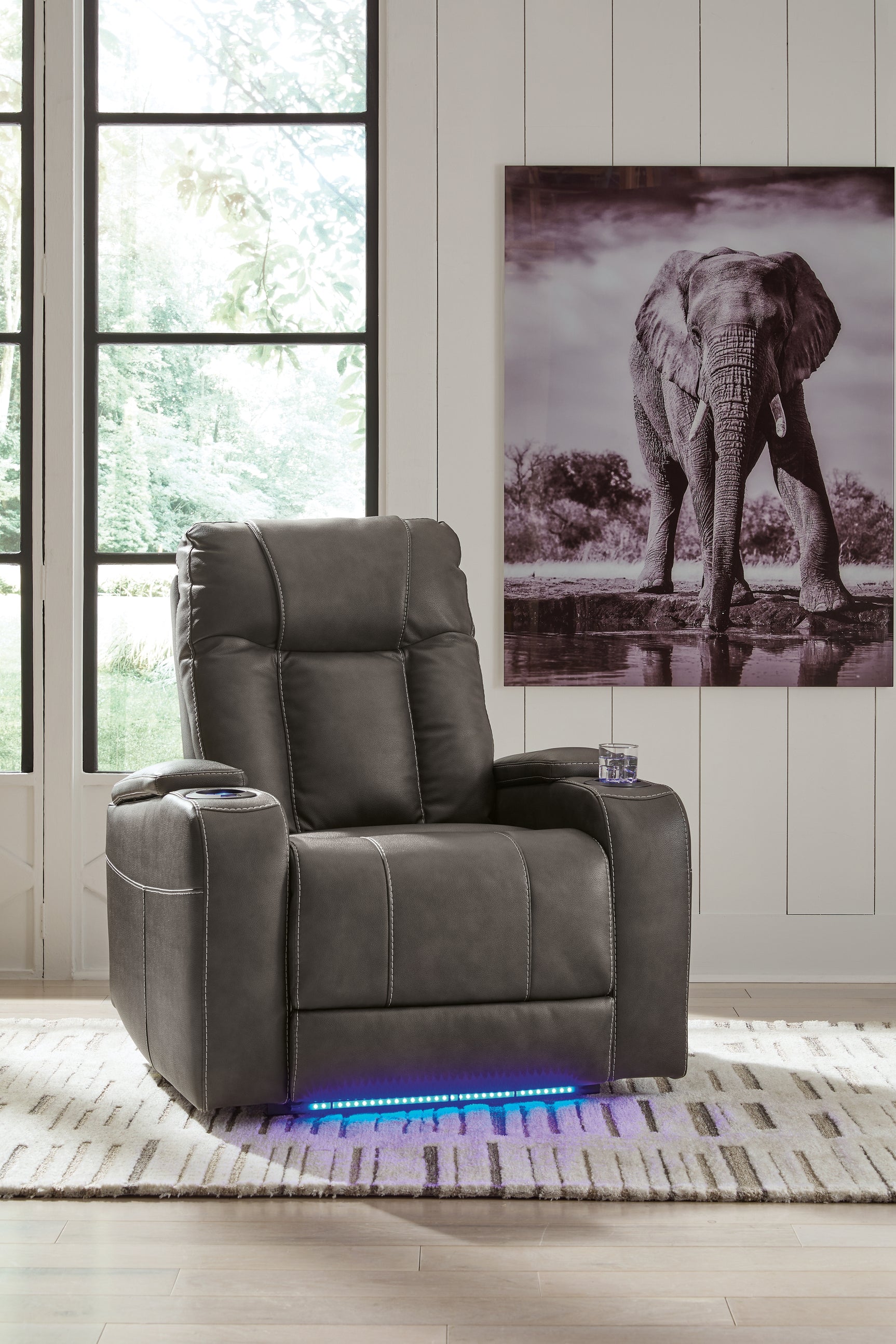Sam's Furniture - Ashley Furniture - Feazada Living Room - PWR Recliner/ADJ Headrest / Shadow - 6620513