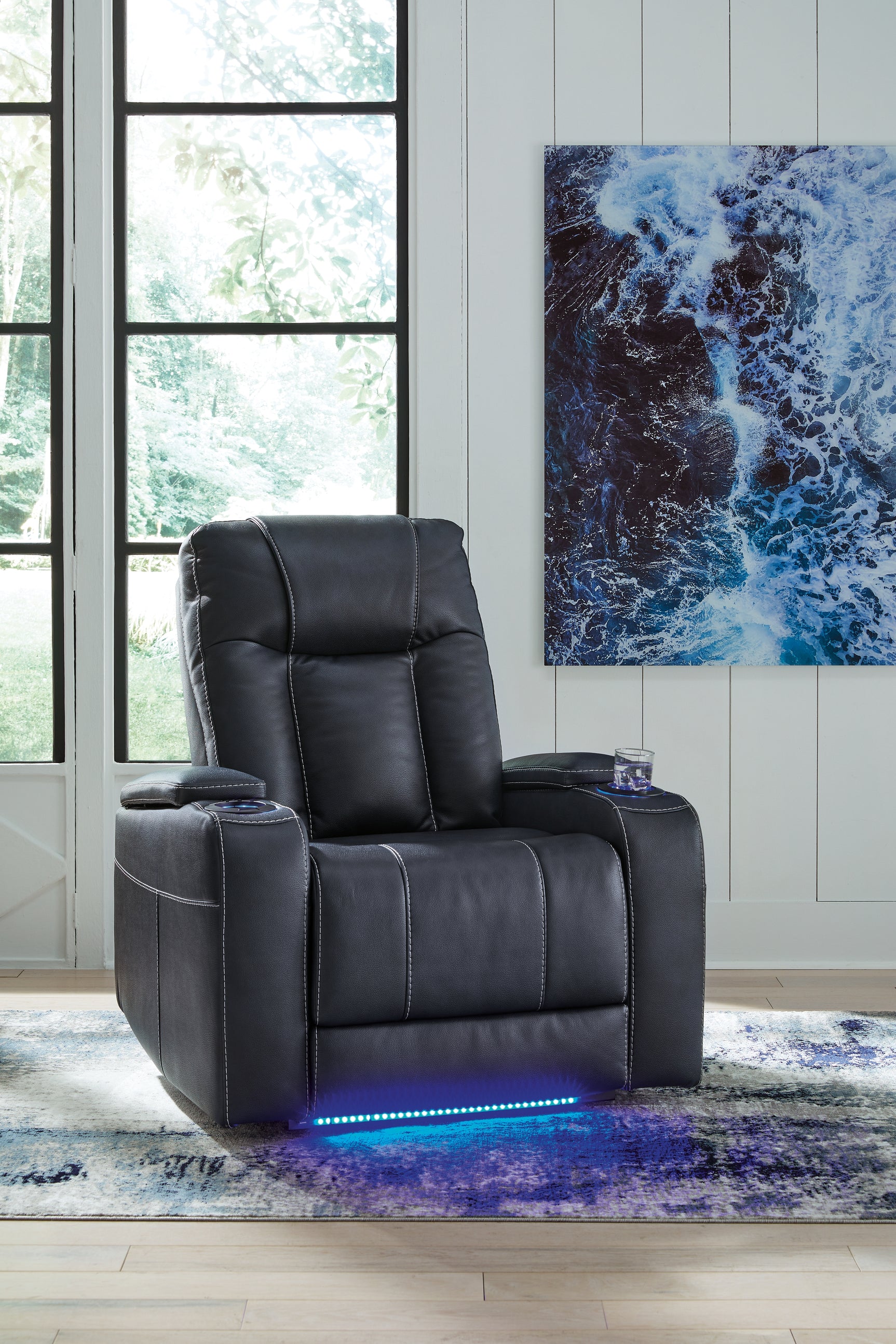Sam's Furniture - Ashley Furniture - Feazada Living Room - PWR Recliner/ADJ Headrest / Sapphire - 6620613