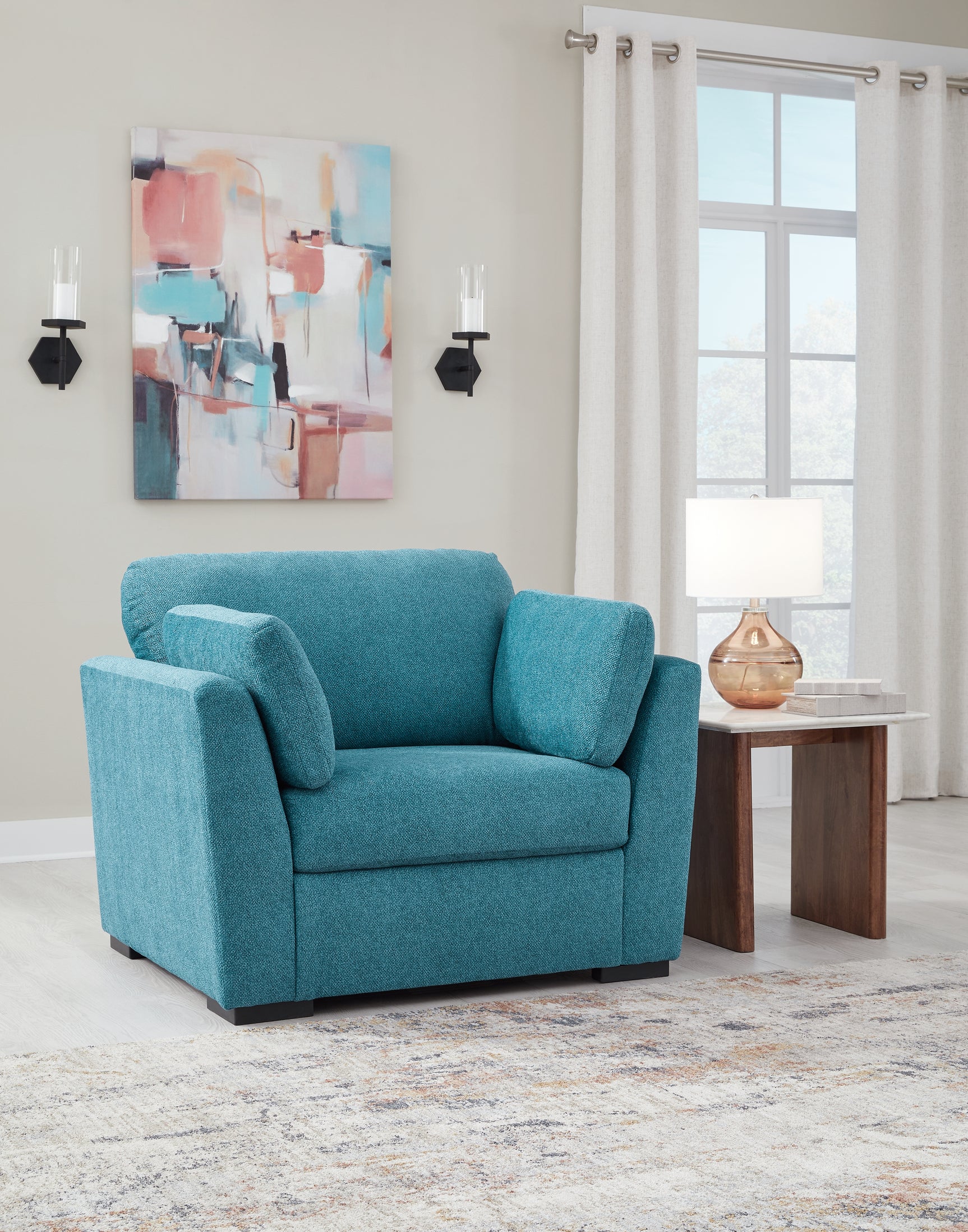 Sam's Furniture - Ashley Furniture - Keerwick Living Room - Chair and a Half / Teal - 6750723