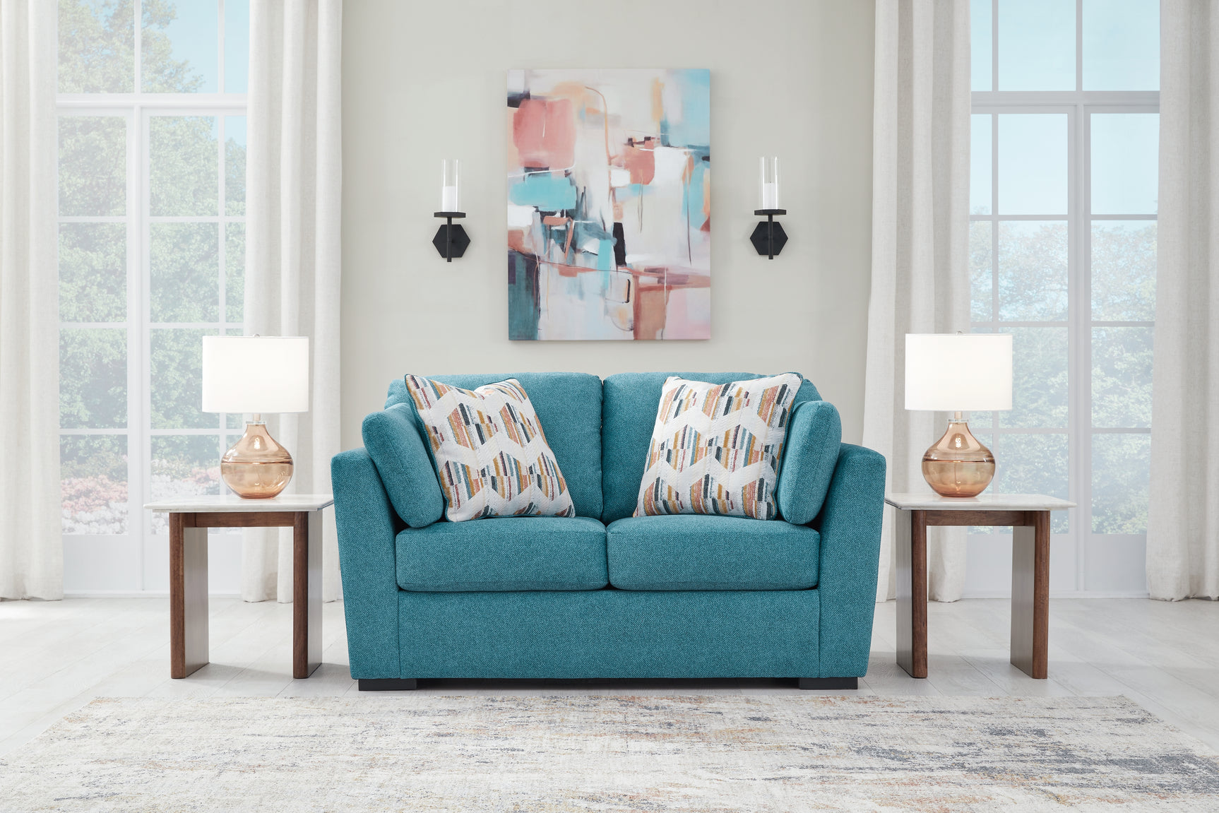 Sam's Furniture - Ashley Furniture - Keerwick Living Room - Loveseat / Teal - 6750735