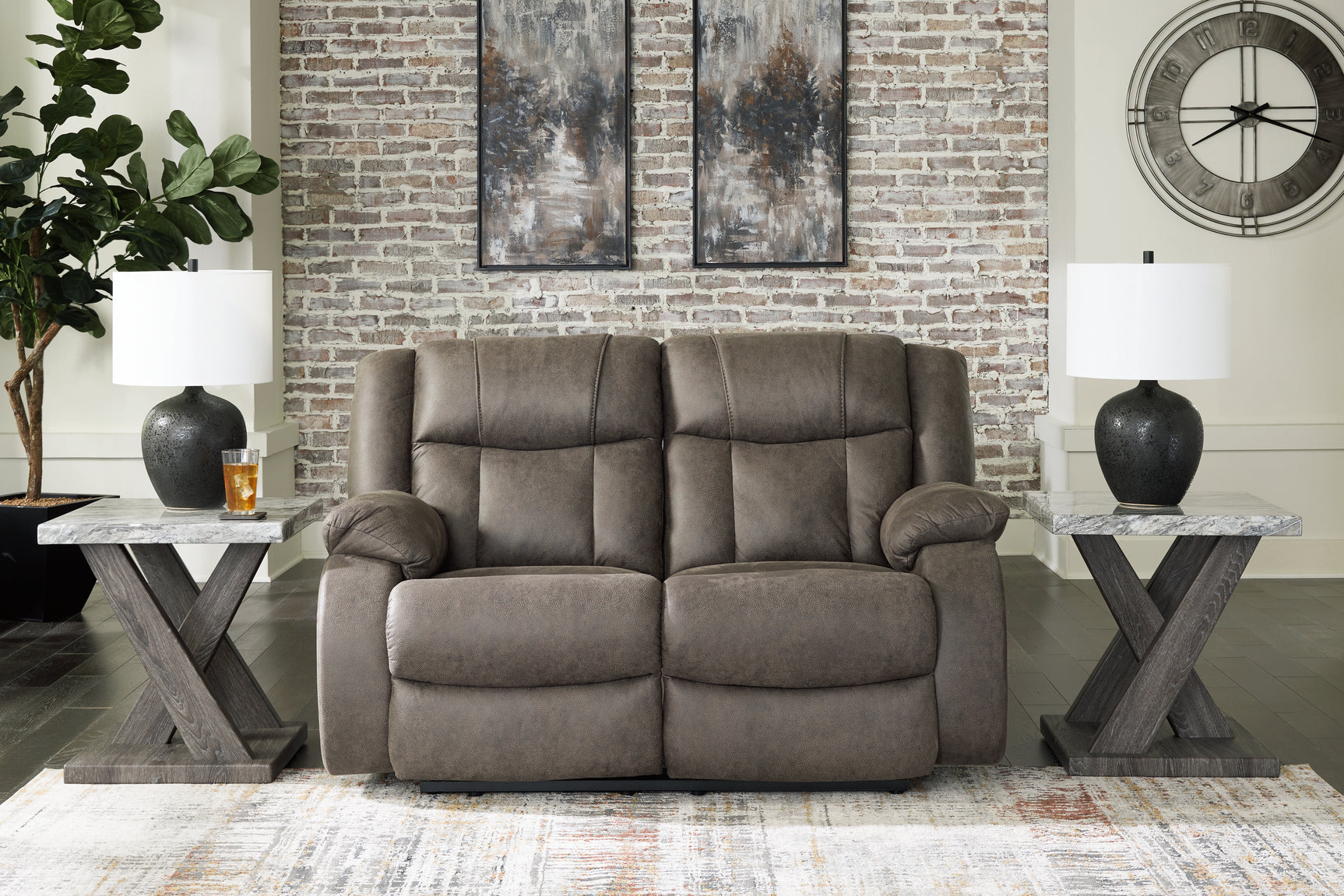 Sam's Furniture - Ashley Furniture - First Base Living Room - Reclining Loveseat / Gunmetal - 6880486