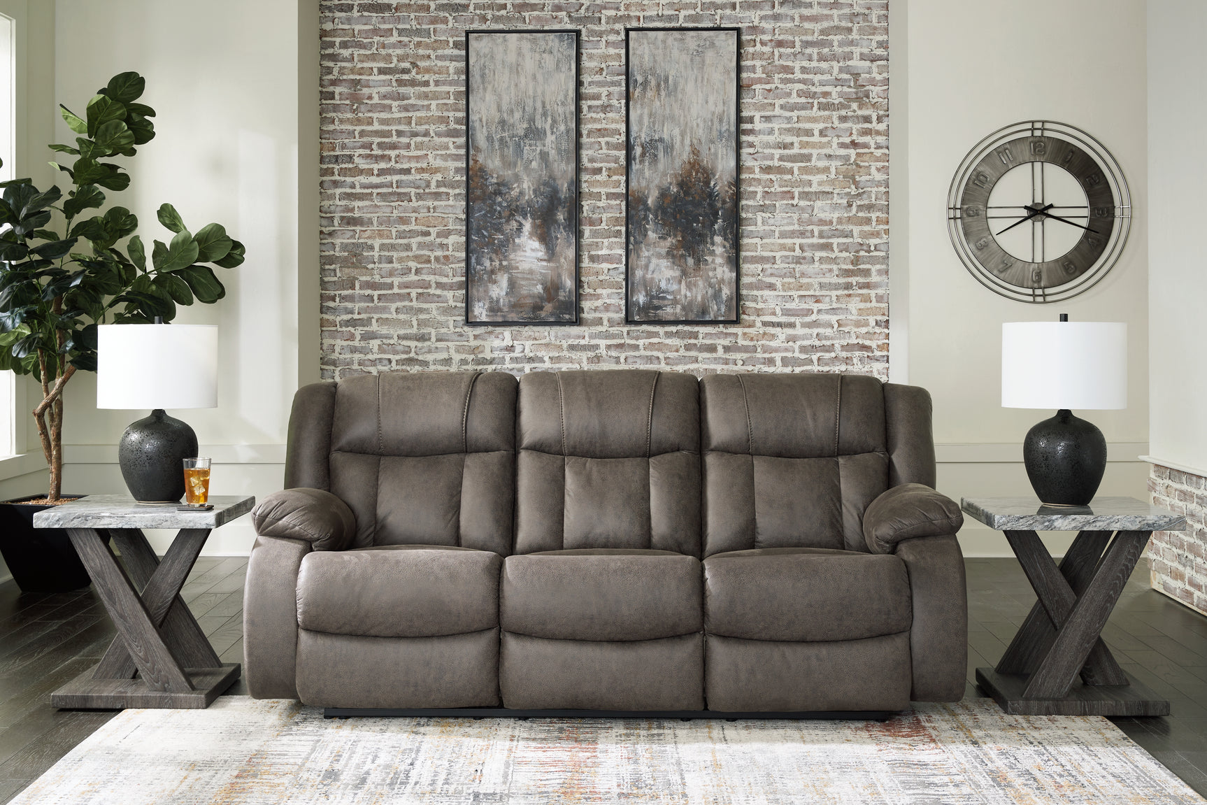 Sam's Furniture - Ashley Furniture - First Base Living Room - Reclining Sofa / Gunmetal - 6880488