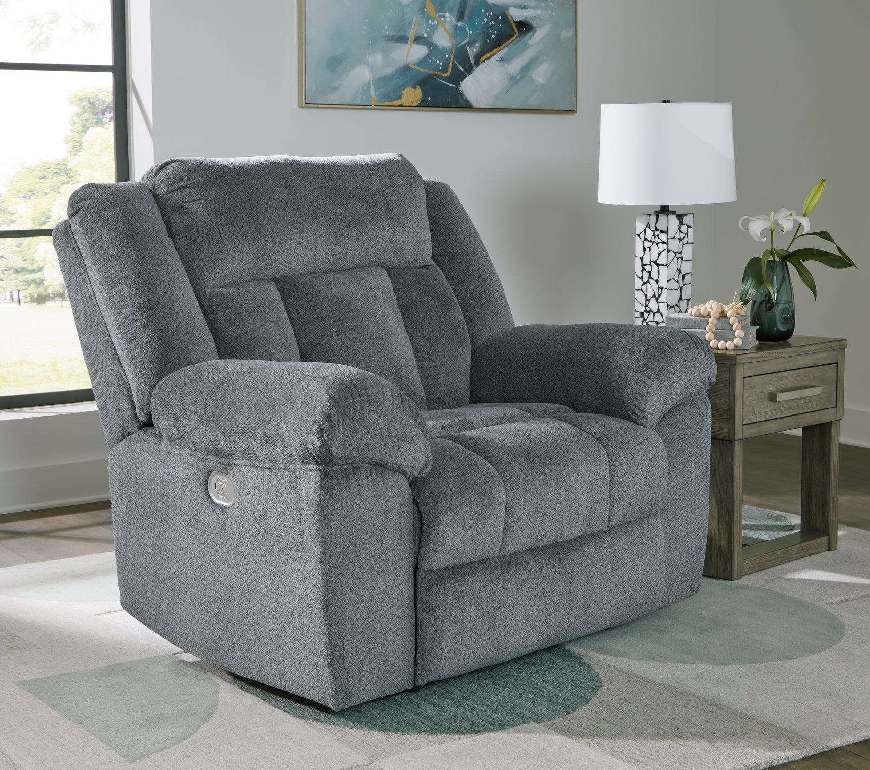 Sam's Furniture - Ashley Furniture - Tip-Off Living Room - PWR Recliner/ADJ Headrest / Slate - 6930482