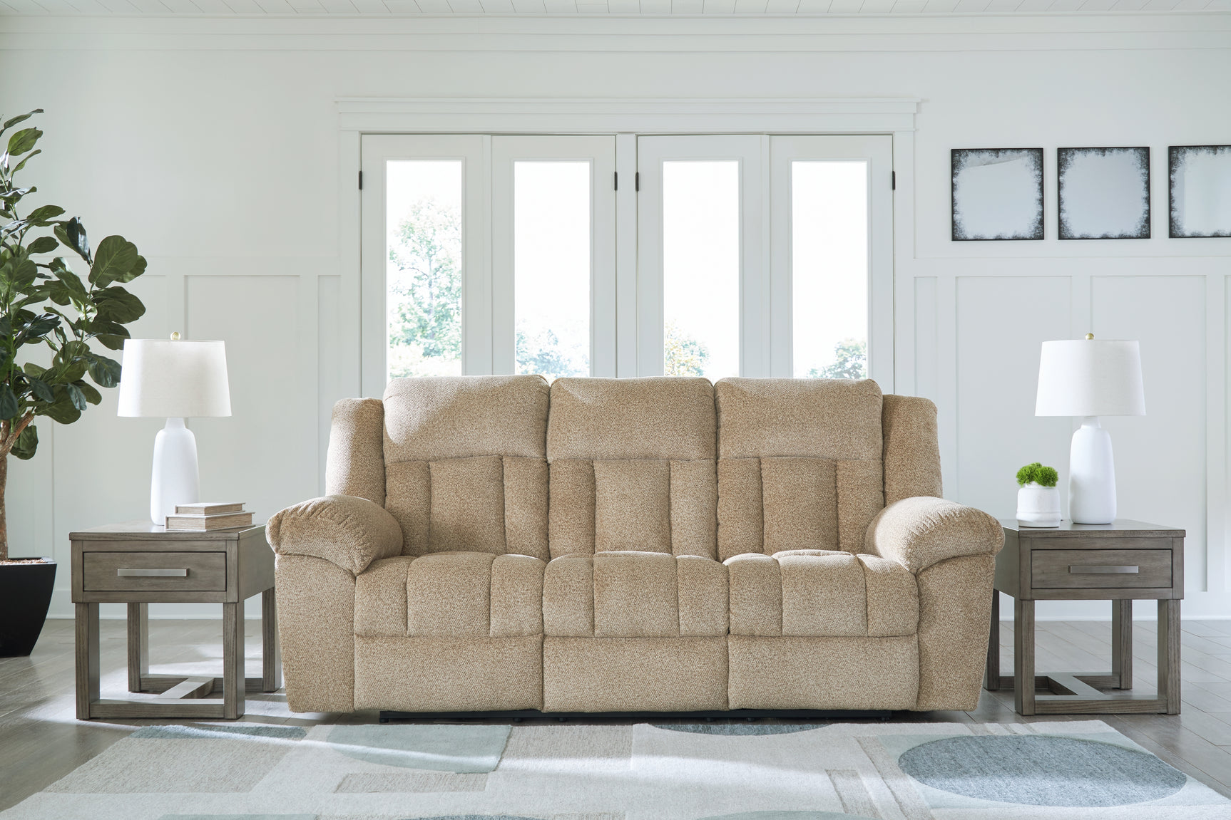 Sam's Furniture - Ashley Furniture - Tip-Off Living Room - PWR REC Sofa with ADJ Headrest / Wheat - 6930515