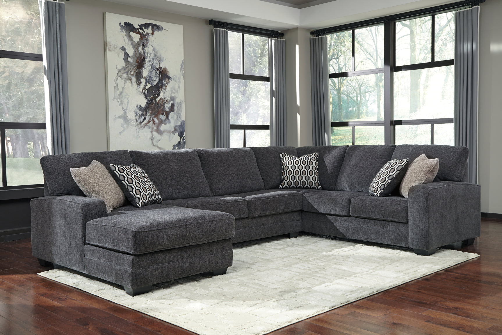 Sam's Furniture - Ashley Furniture - Tracling Sectional - RAF 3-Piece Sectional with Chaise / Slate - 72600S1