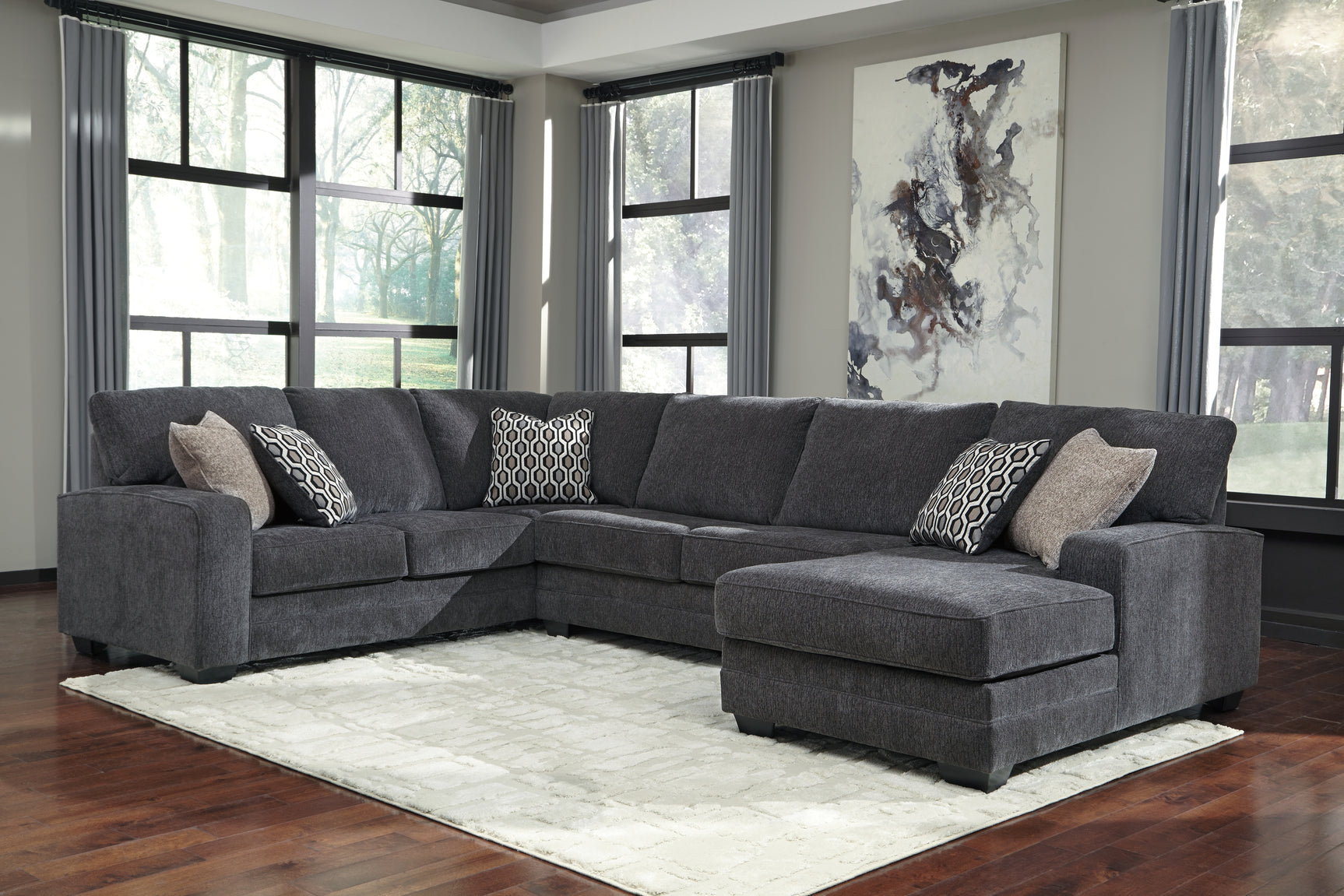 Sam's Furniture - Ashley Furniture - Tracling Sectional - LAF 3-Piece Sectional with Chaise / Slate - 72600S2