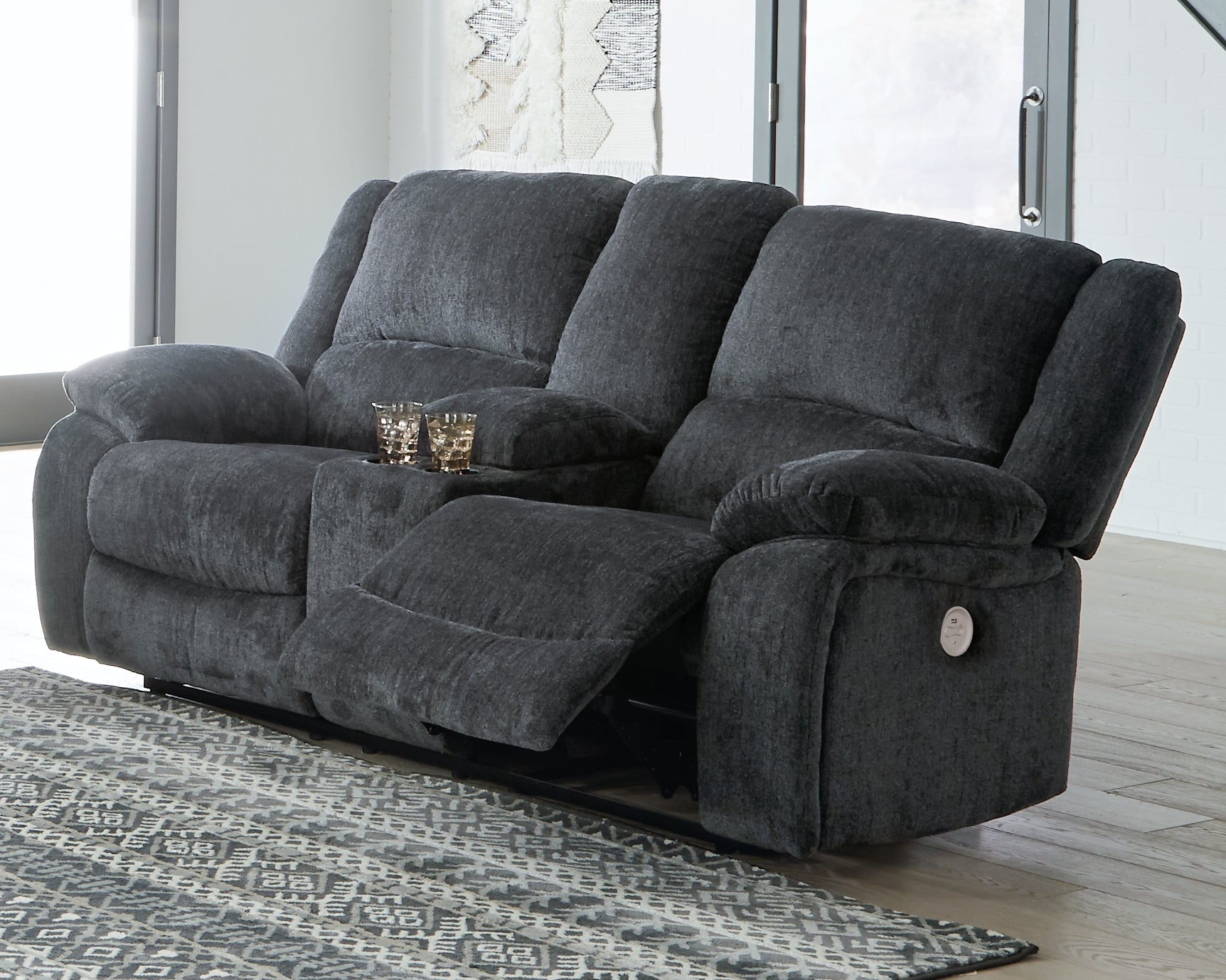 Sam's Furniture - Ashley Furniture - Draycoll Living Room - DBL REC PWR Loveseat w/Console / Slate - 7650496
