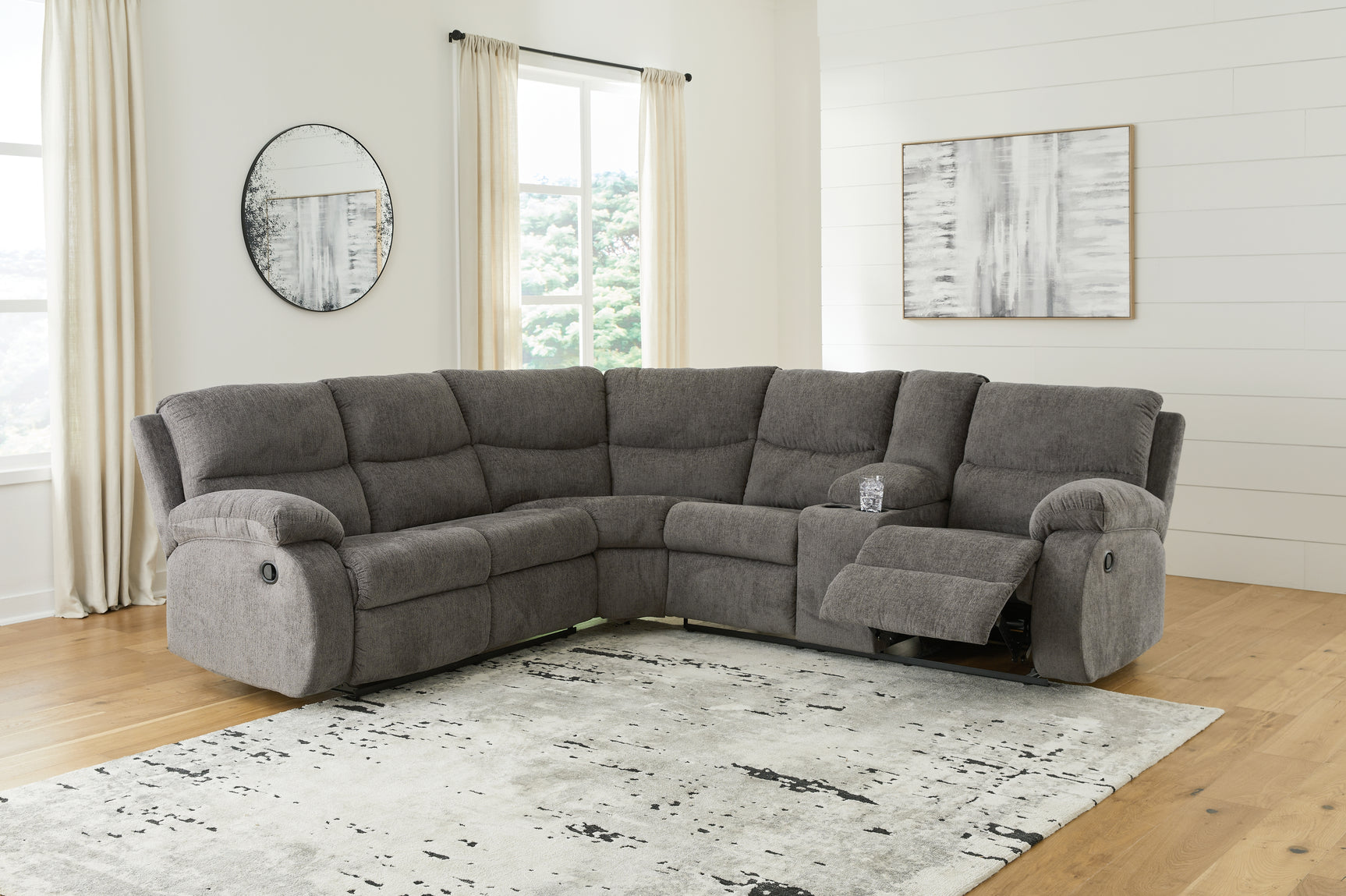 Sam's Furniture - Ashley Furniture - Museum Sectional - 2-Piece Reclining Sectional / Pewter - 81807S1