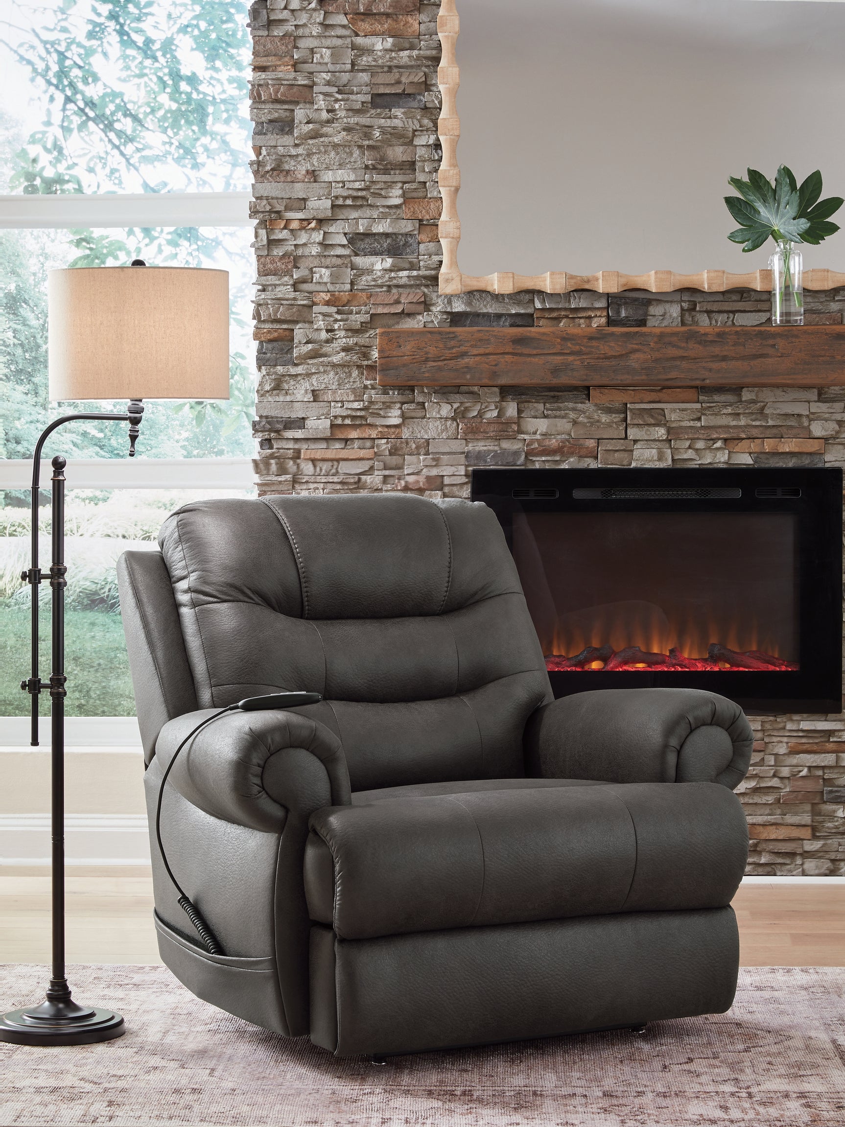 Sam's Furniture - Ashley Furniture - Revived and Restored Living Room - Power Lift Recliner / Granite - PC8240612