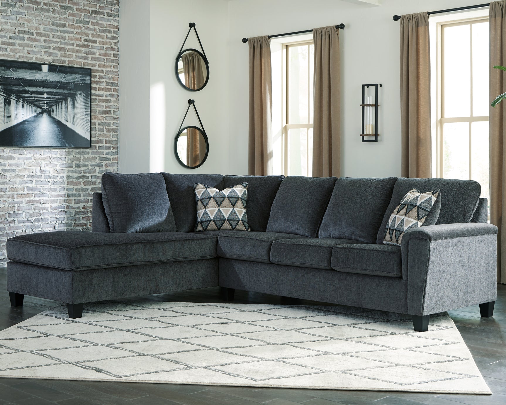 Sam's Furniture - Ashley Furniture - Abinger Sectional - RAF 2-Piece Sectional with Chaise / Smoke - 83905S1