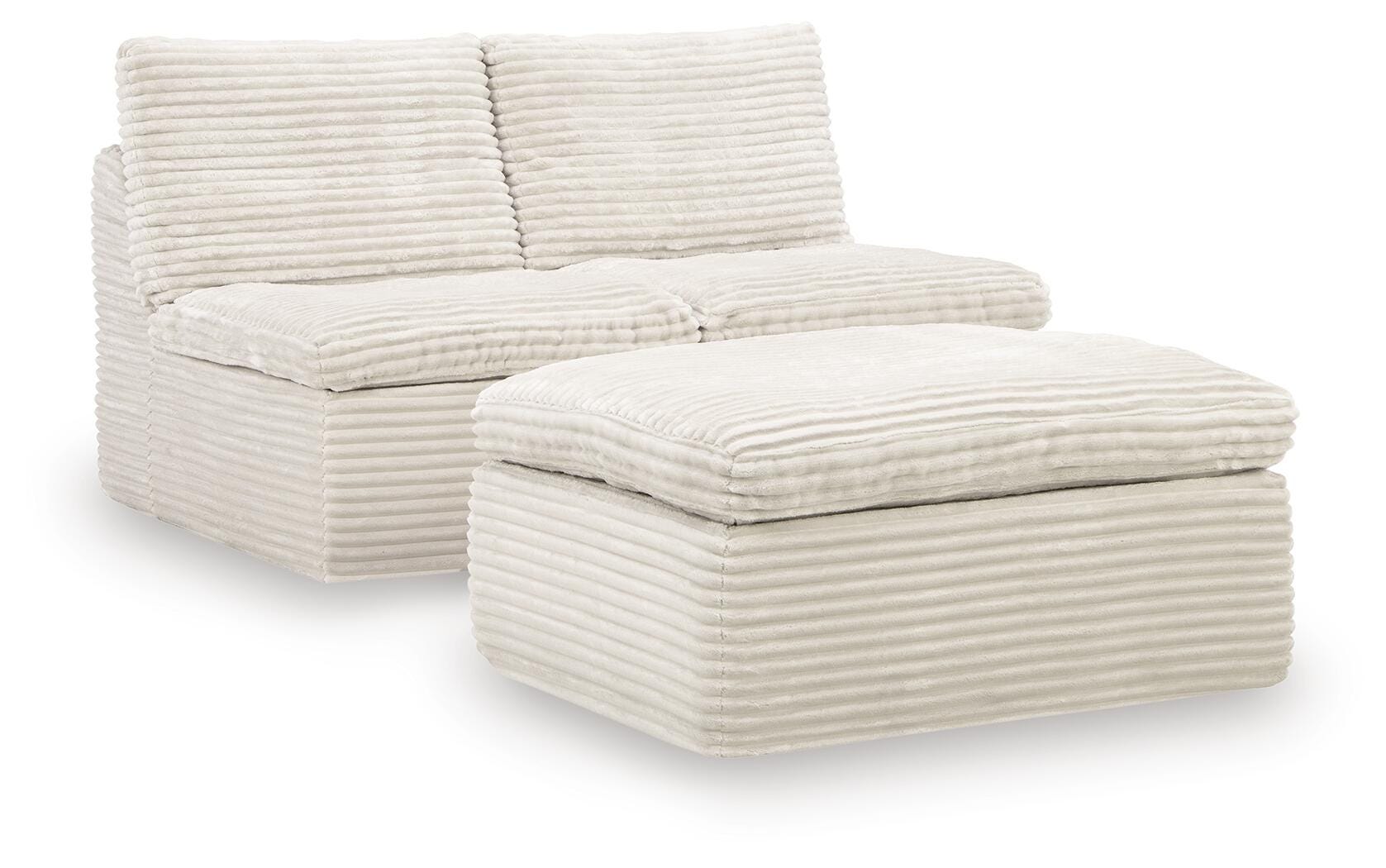 Sam's Furniture - Ashley Furniture - Fannin Sectional - 2 Armless Chairs w/Otto (3/CN) / Ivory - PC8430431
