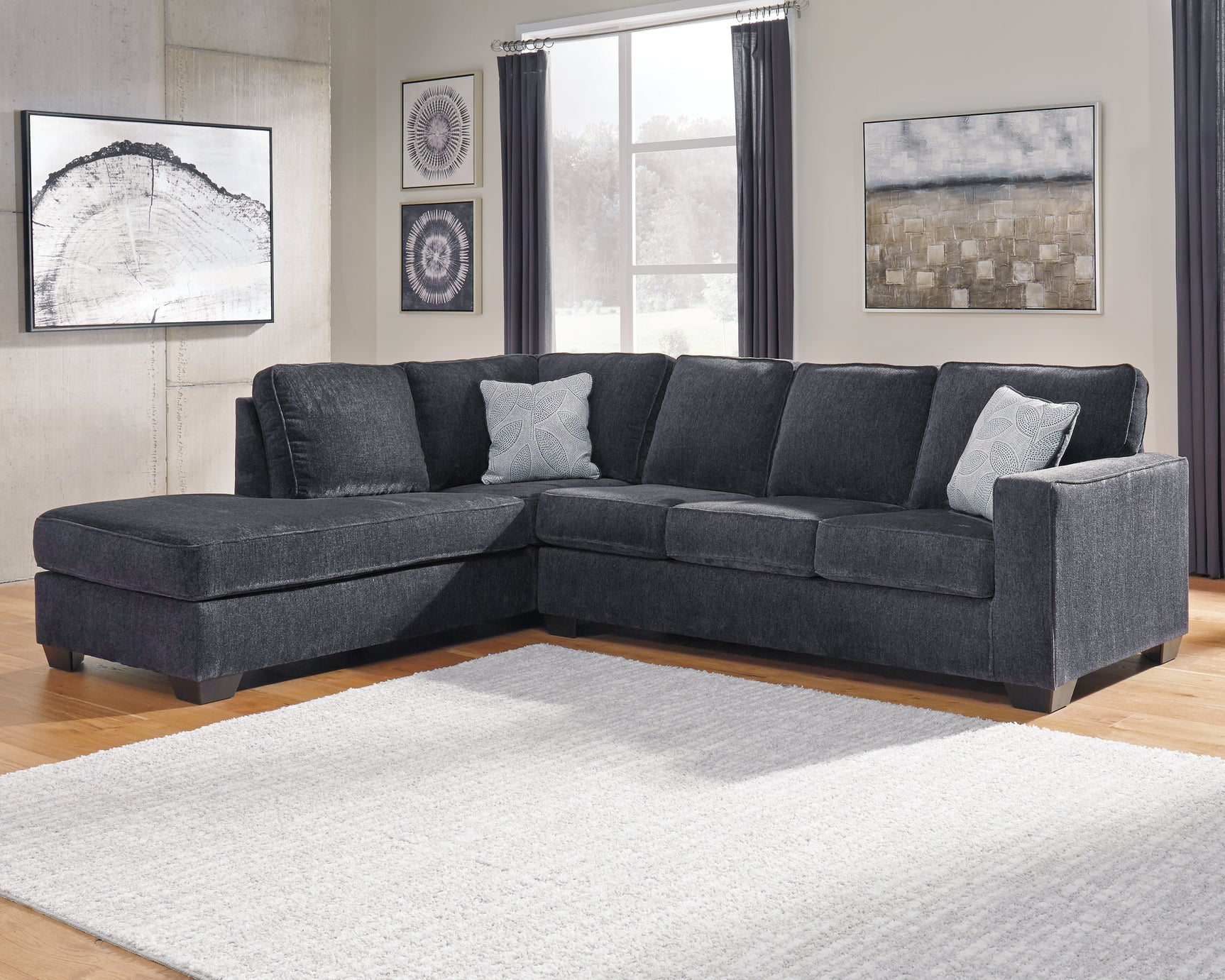 Sam's Furniture - Ashley Furniture - Altari Sectional - RAF 2-Piece Sectional with Chaise / Slate - 87213S1