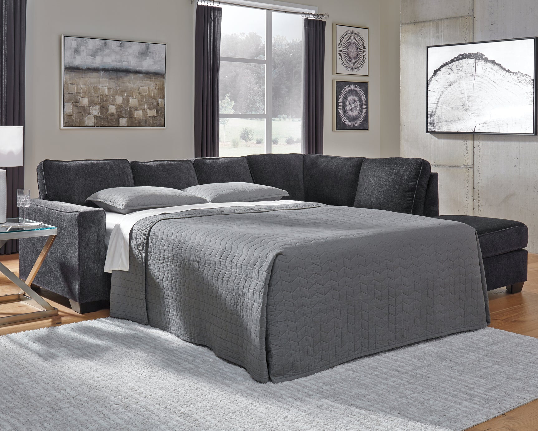 Sam's Furniture - Ashley Furniture - Altari Sectional - 2-Piece Sleeper Sectional with Chaise / Slate - 87213S3