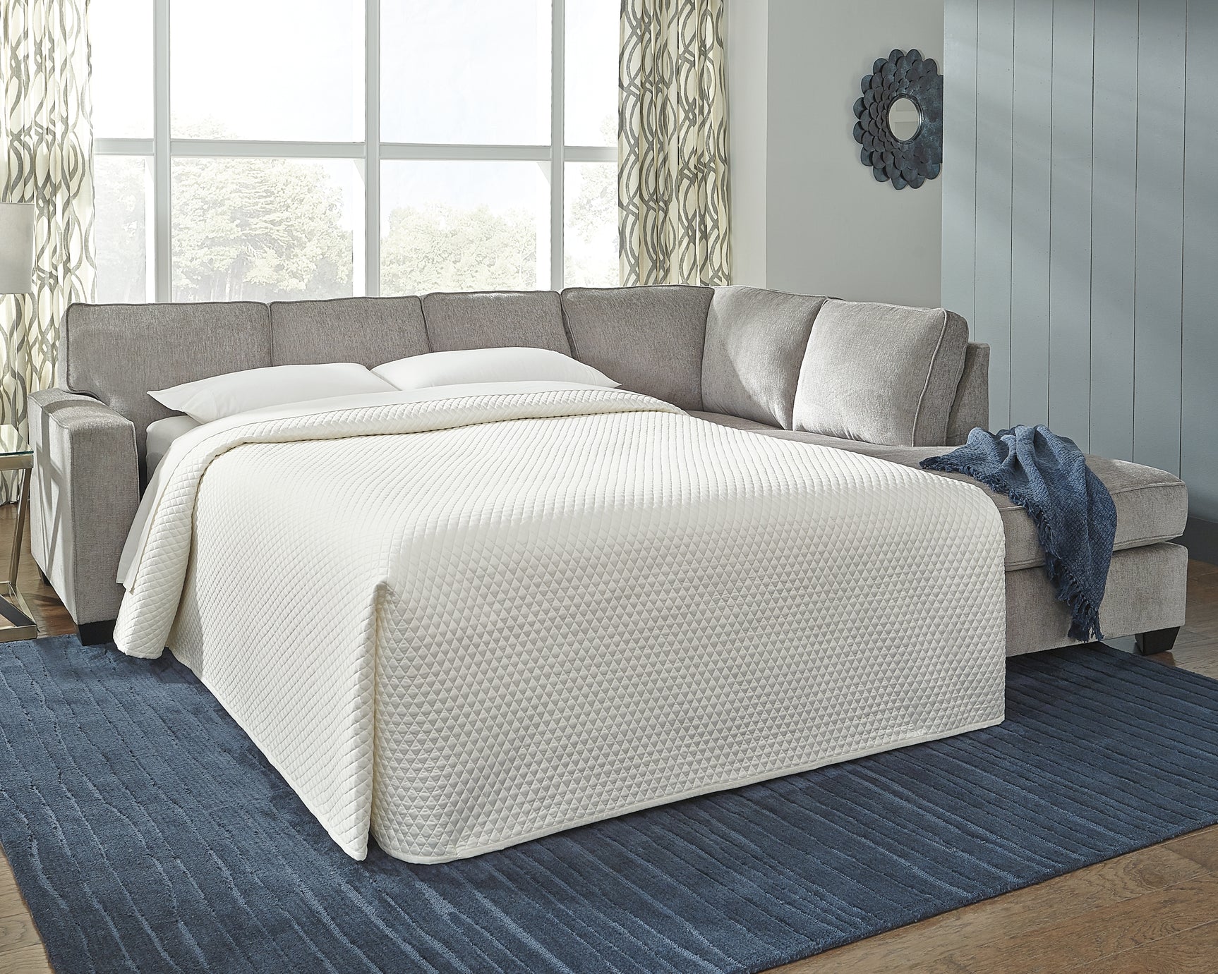 Sam's Furniture - Ashley Furniture - Altari Sectional - 2-Piece Sleeper Sectional with Chaise / Alloy - 87214S3