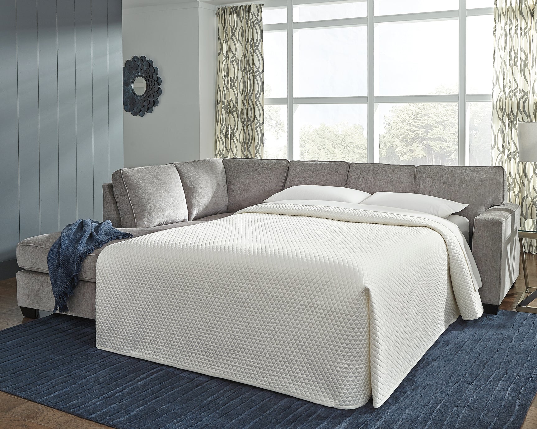 Sam's Furniture - Ashley Furniture - Altari Sectional - RAF 2-Piece Sleeper Sectional with Chaise / Alloy - 87214S4