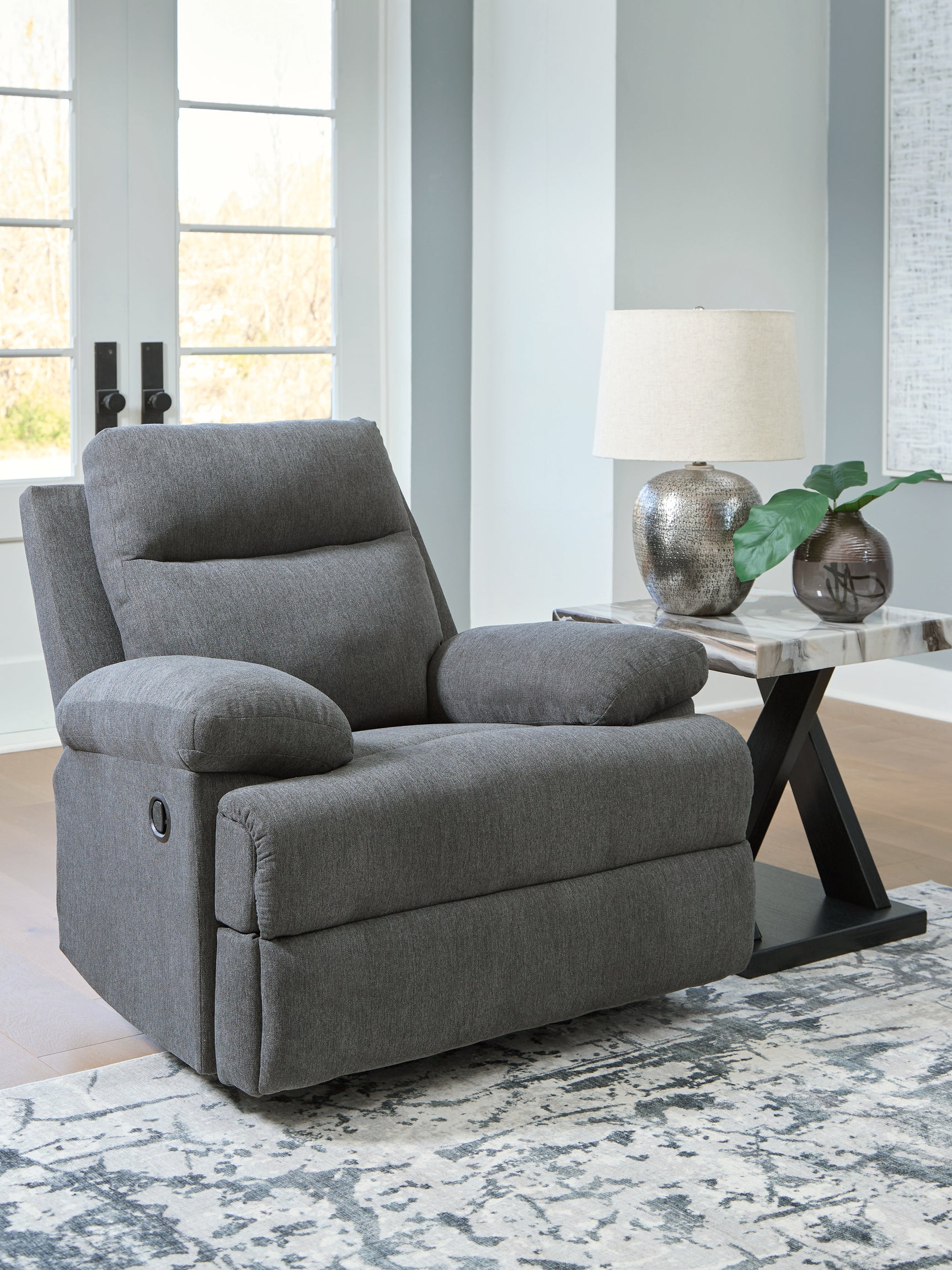 Sam's Furniture - Ashley Furniture - Side-Swipe Living Room - Rocker Recliner / Charcoal - PC9140625