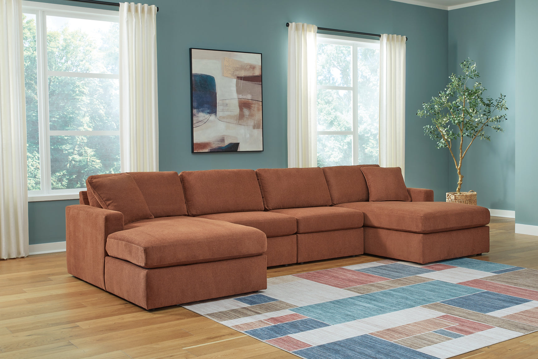 Sam's Furniture - Ashley Furniture - Modmax Sectional - RAF 4-Piece Sectional with Chaise / Spice - 92102S19