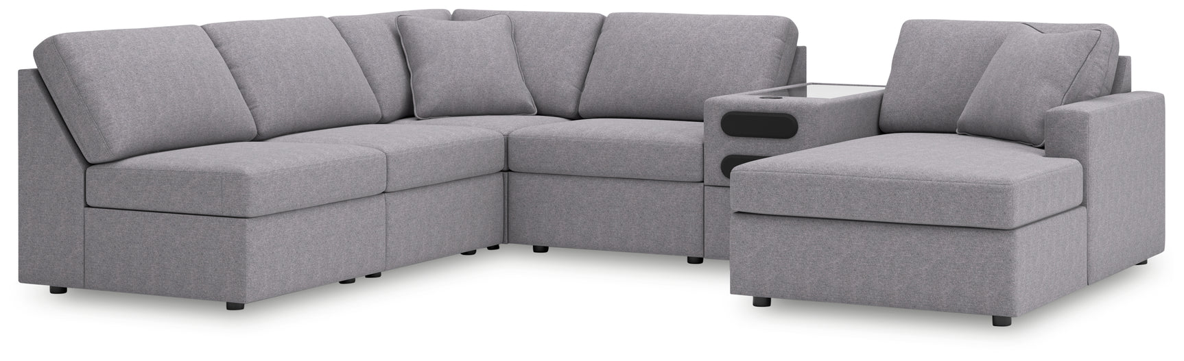 Sam's Furniture - Ashley Furniture - Modmax Sectional - 6-Piece Sectional with Chaise and Audio Console / Granite - 92104S25