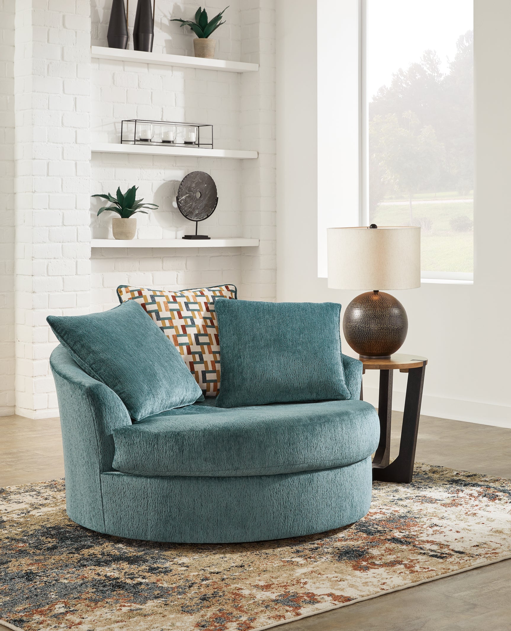 Sam's Furniture - Ashley Furniture - Laylabrook Living Room - Oversized Swivel Accent Chair / Teal - 9220621