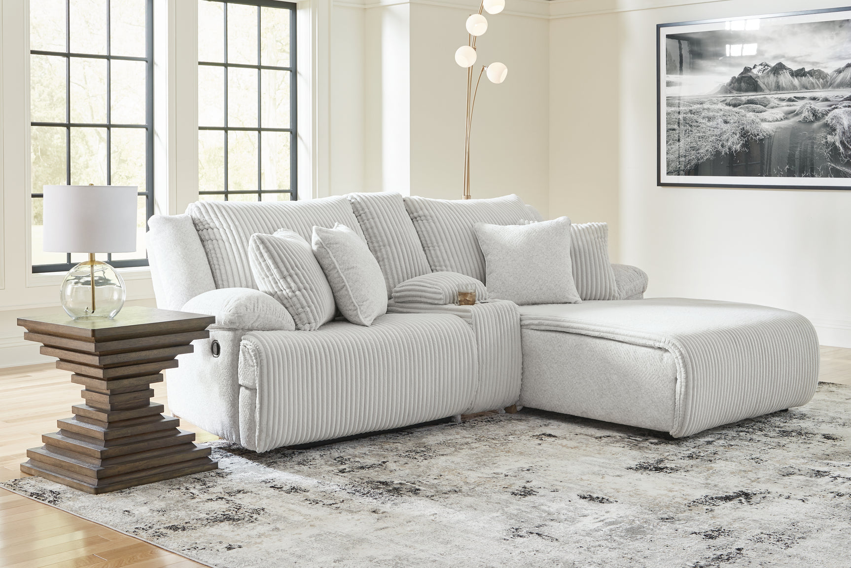 Sam's Furniture - Ashley Furniture - Top Tier Sectional - 3-Piece Reclining Sectional Sofa with Chaise / Alloy - 92706S4
