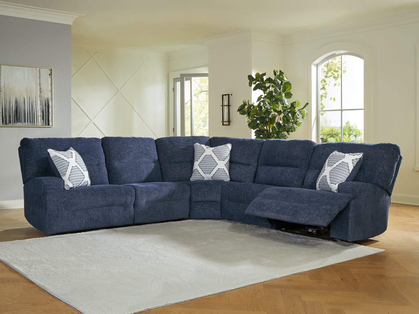 Sam's Furniture - Ashley Furniture - Acklen Place Sectional - 5-Piece Power Reclining Sectional / Navy - 93607S3