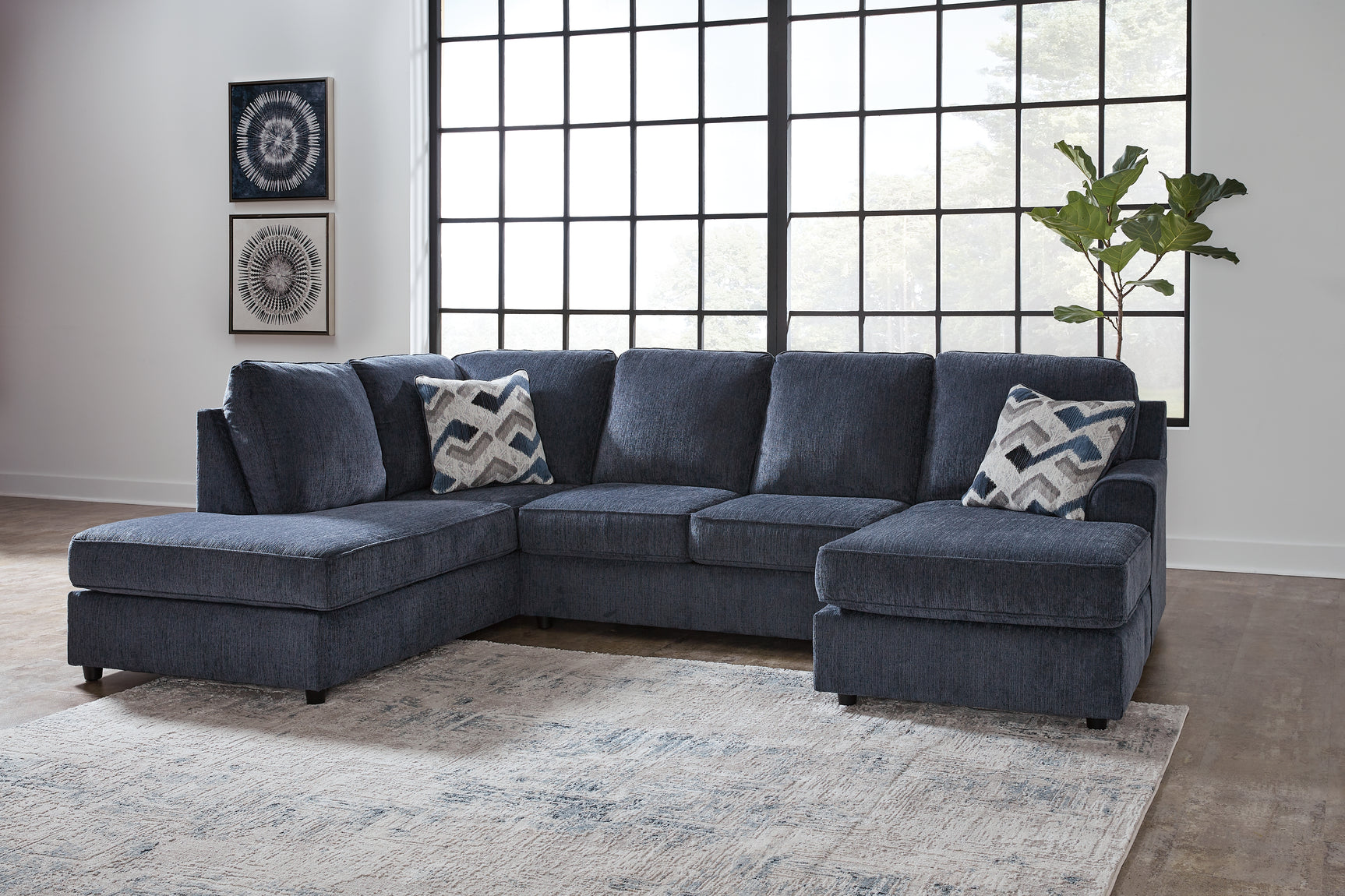 Sam's Furniture - Ashley Furniture - Albar Place Sectional - RAF 2-Piece Sectional / Cobalt - 95302S2