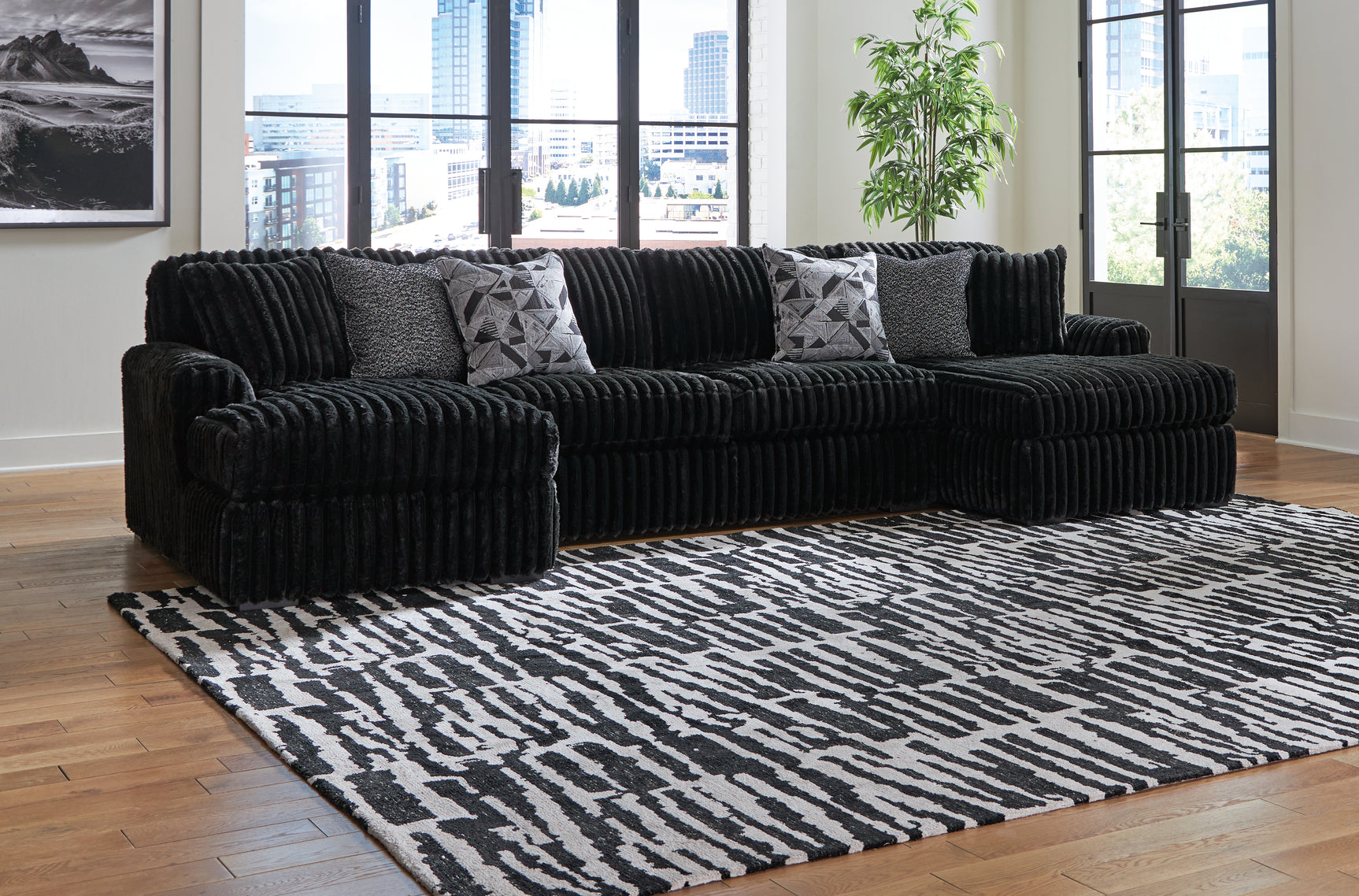 Sam's Furniture - Ashley Furniture - Midnight-Madness Sectional - RAF 3-Piece Sectional with Chaise / Onyx - 98103S5