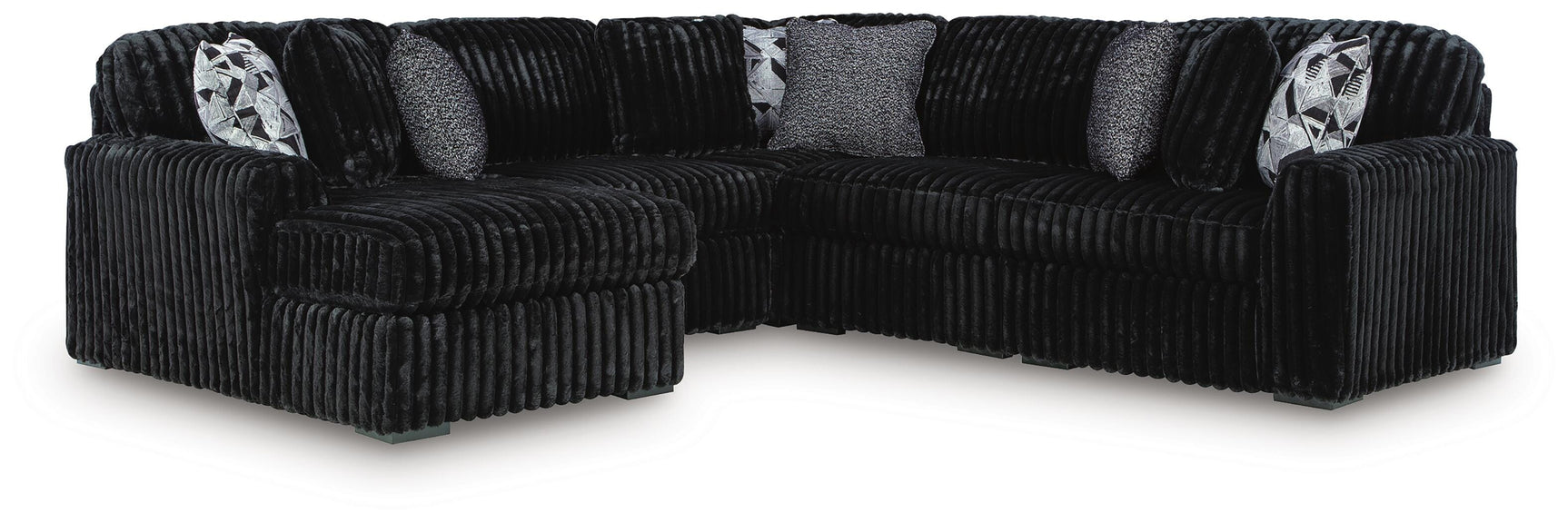 Sam's Furniture - Ashley Furniture - Midnight-Madness Sectional - RAF 5-Piece Sectional with Chaise / Onyx - 98103S21
