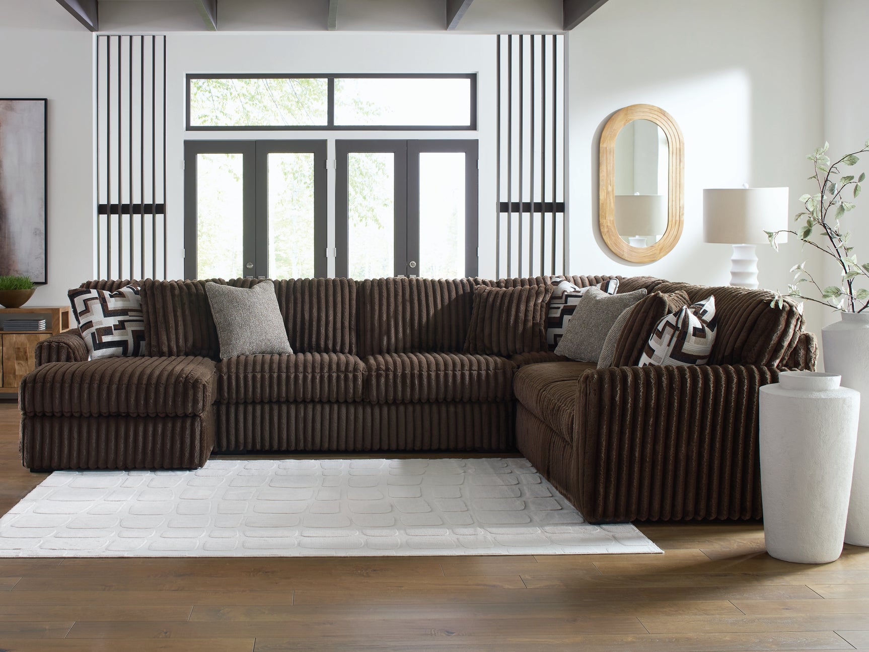 Sam's Furniture - Ashley Furniture - Midnight-Madness Sectional - RAF 4-Piece Sectional with Chaise / Chocolate - 98104S4