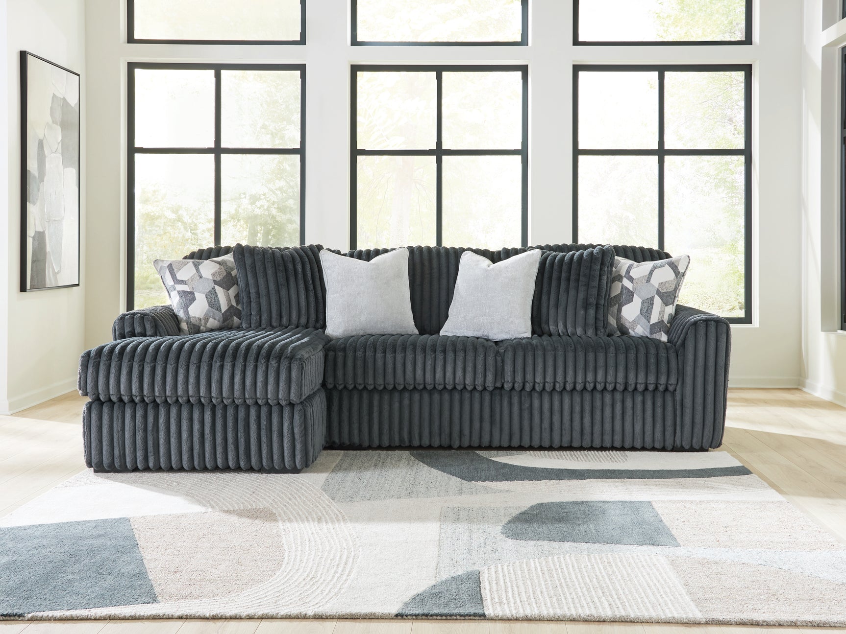 Sam's Furniture - Ashley Furniture - Midnight-Madness Sectional - RAF 2-Piece Sectional Sofa Chaise / Gunmetal - 98105S4